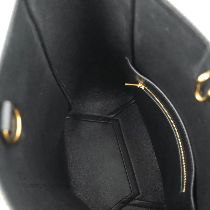 Celine Small Sangle Bucket Bag Black/Grey Textiles Gold Hardware