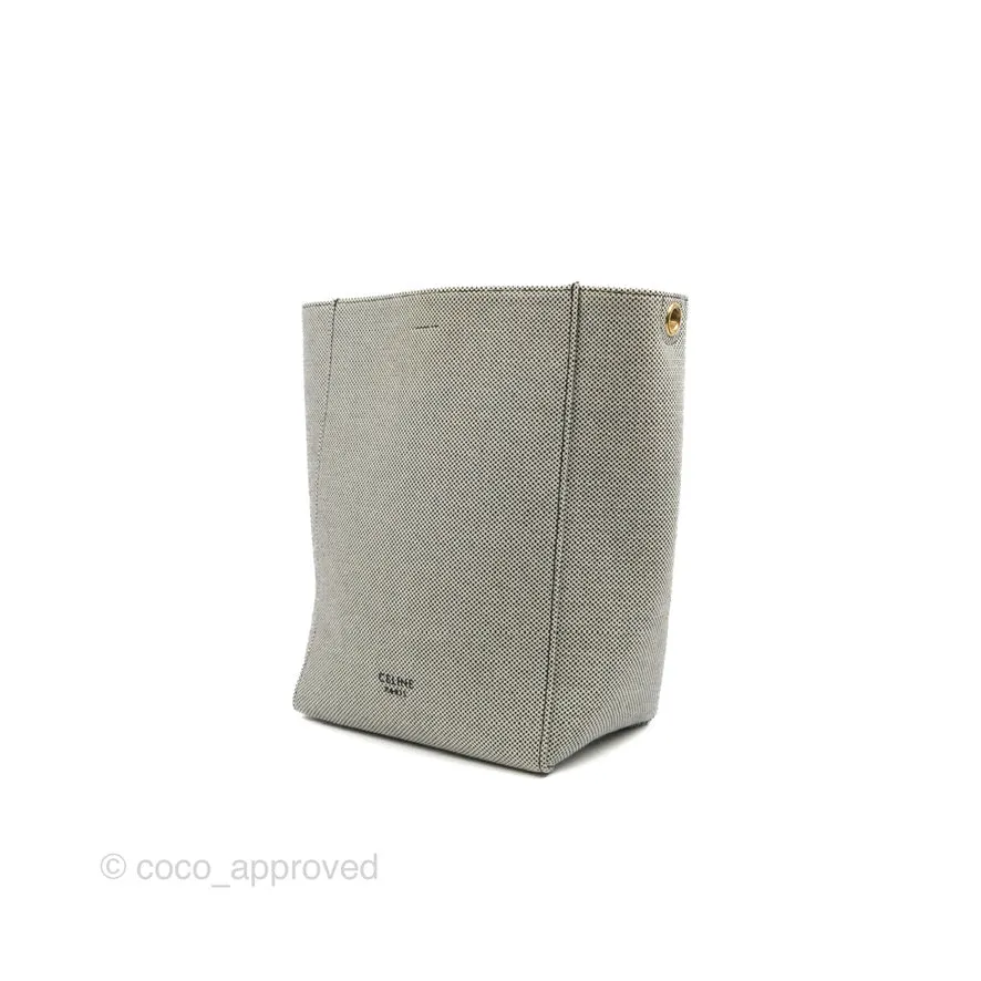 Celine Small Sangle Bucket Bag Black/Grey Textiles Gold Hardware