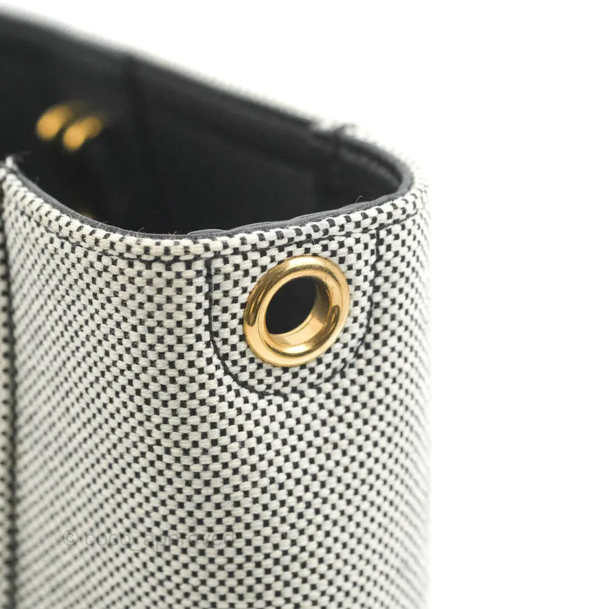 Celine Small Sangle Bucket Bag Black/Grey Textiles Gold Hardware