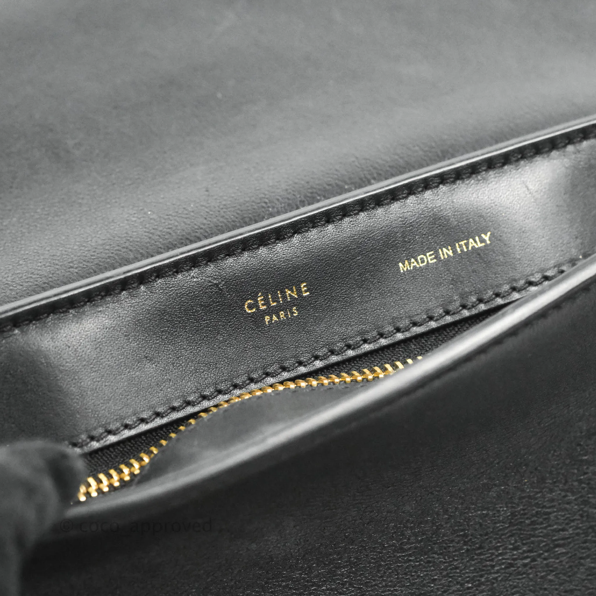 Celine Small Sleek Calfskin Tri-Color Trapeze Ivory Black Raffia