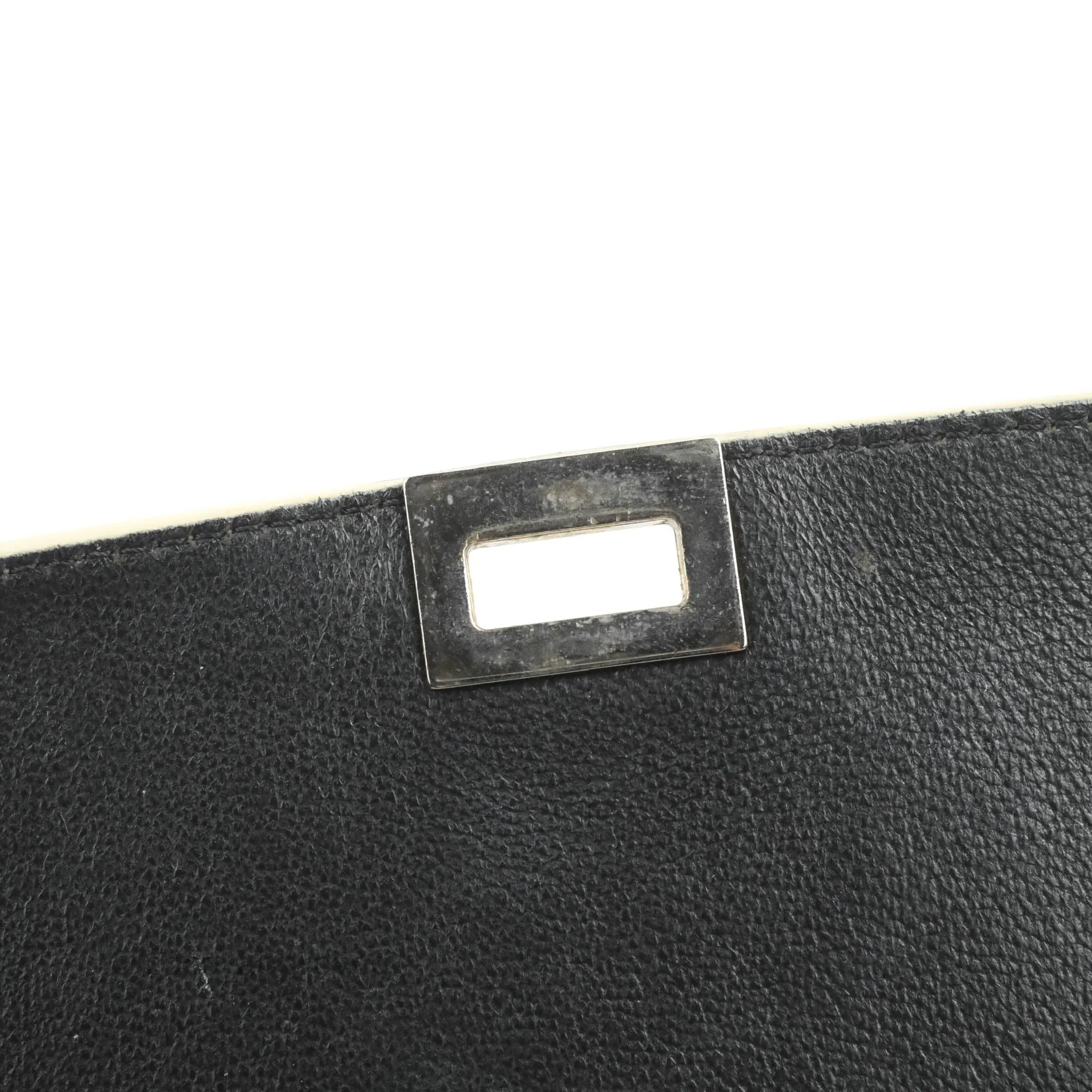 Celine Small Sleek Calfskin Tri-Color Trapeze Ivory Black Raffia