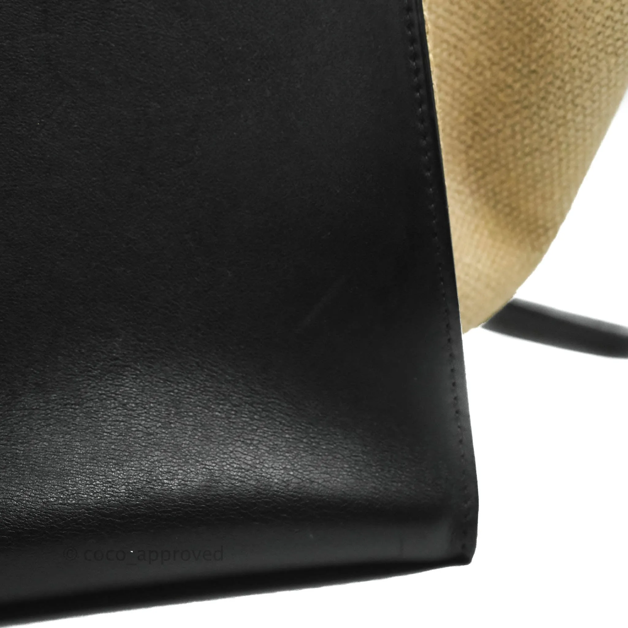 Celine Small Sleek Calfskin Tri-Color Trapeze Ivory Black Raffia