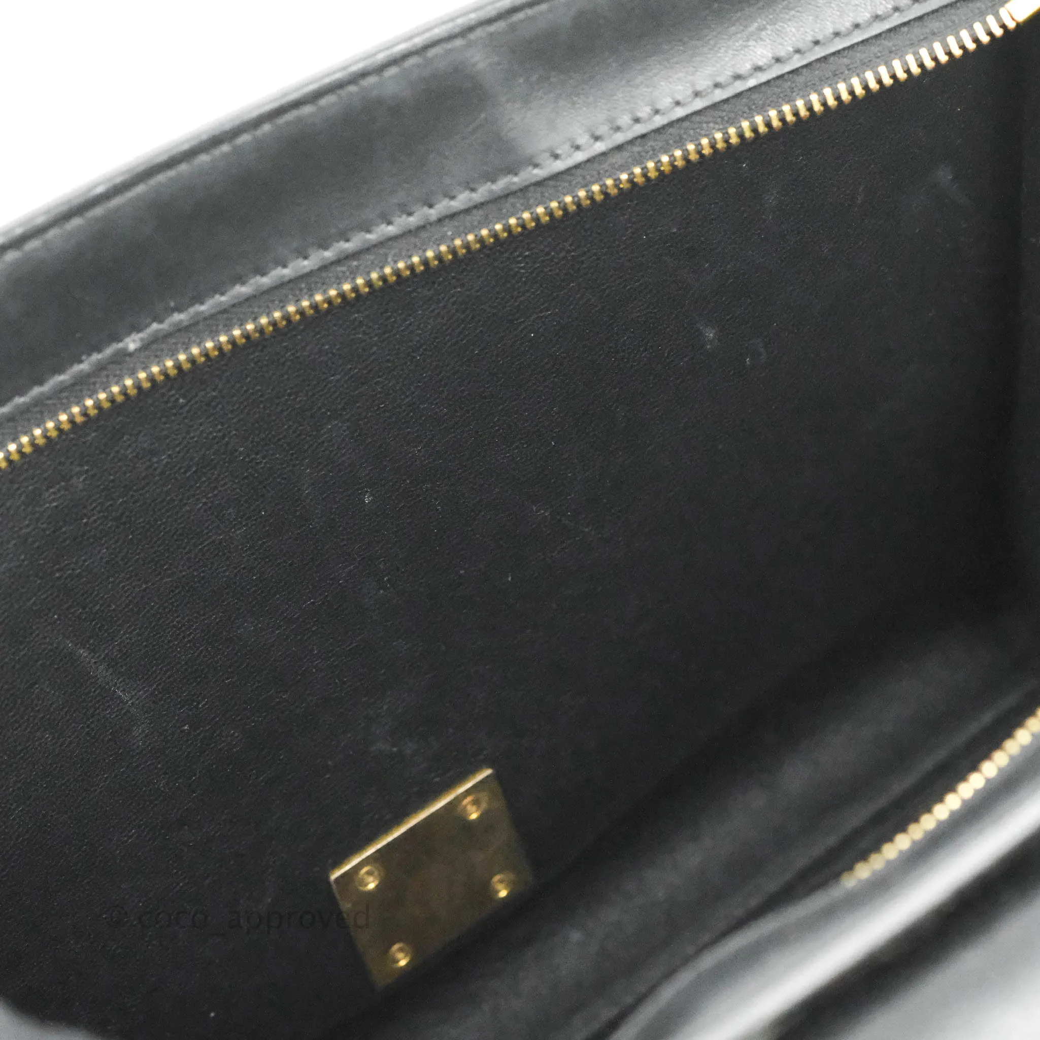 Celine Small Sleek Calfskin Tri-Color Trapeze Ivory Black Raffia