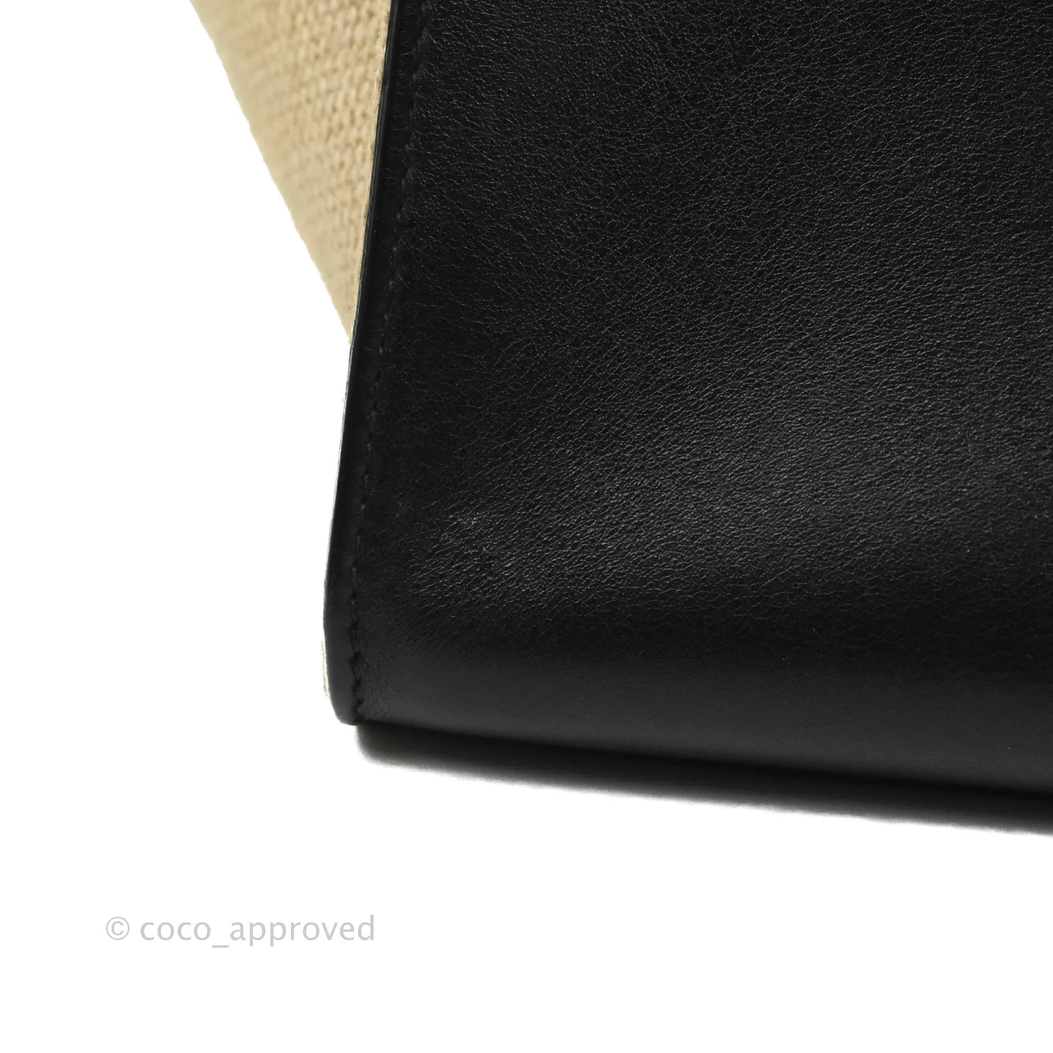Celine Small Sleek Calfskin Tri-Color Trapeze Ivory Black Raffia