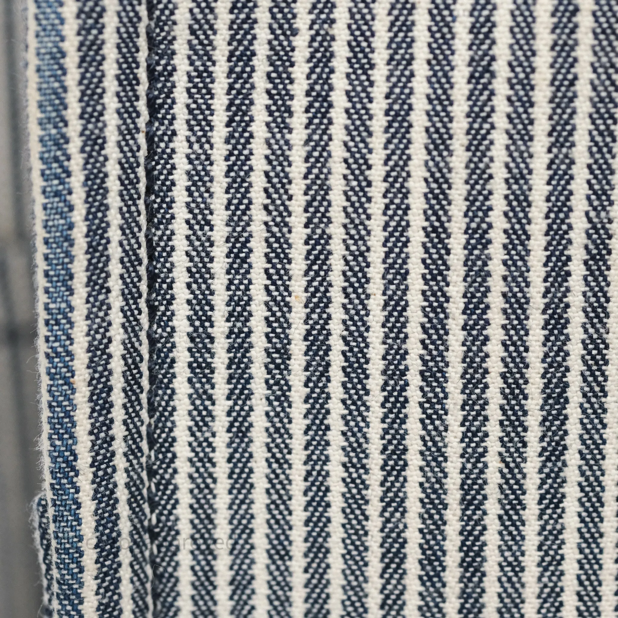 Celine Small Triomphe Cabas Thais Navy Blue Striped Canvas Tan Calfskin
