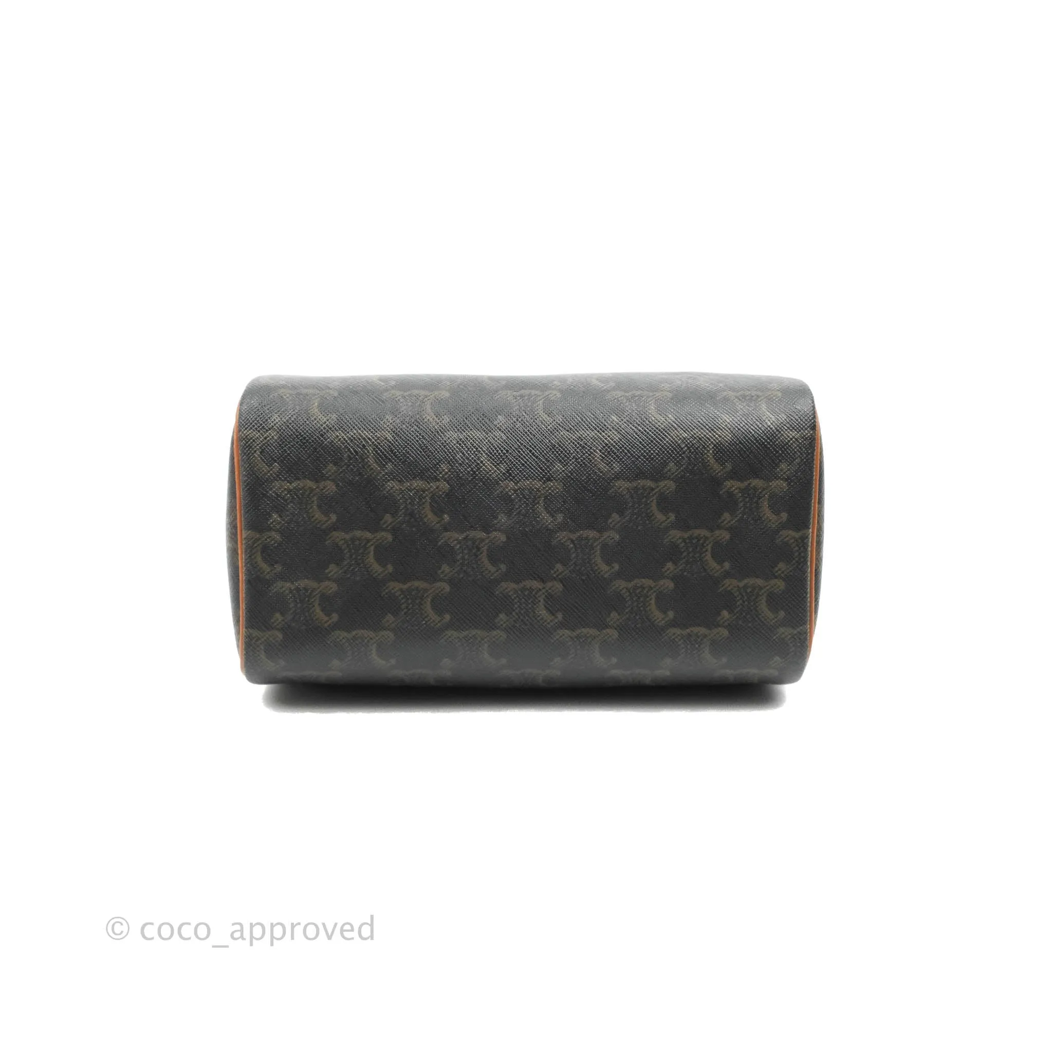 Celine Small Triomphe Canvas Boston Bag Tan Calfskin