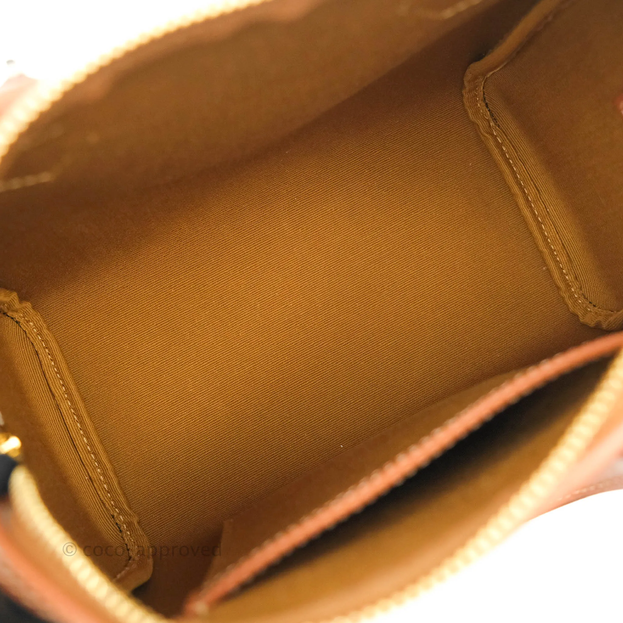 Celine Small Triomphe Canvas Boston Bag Tan Calfskin