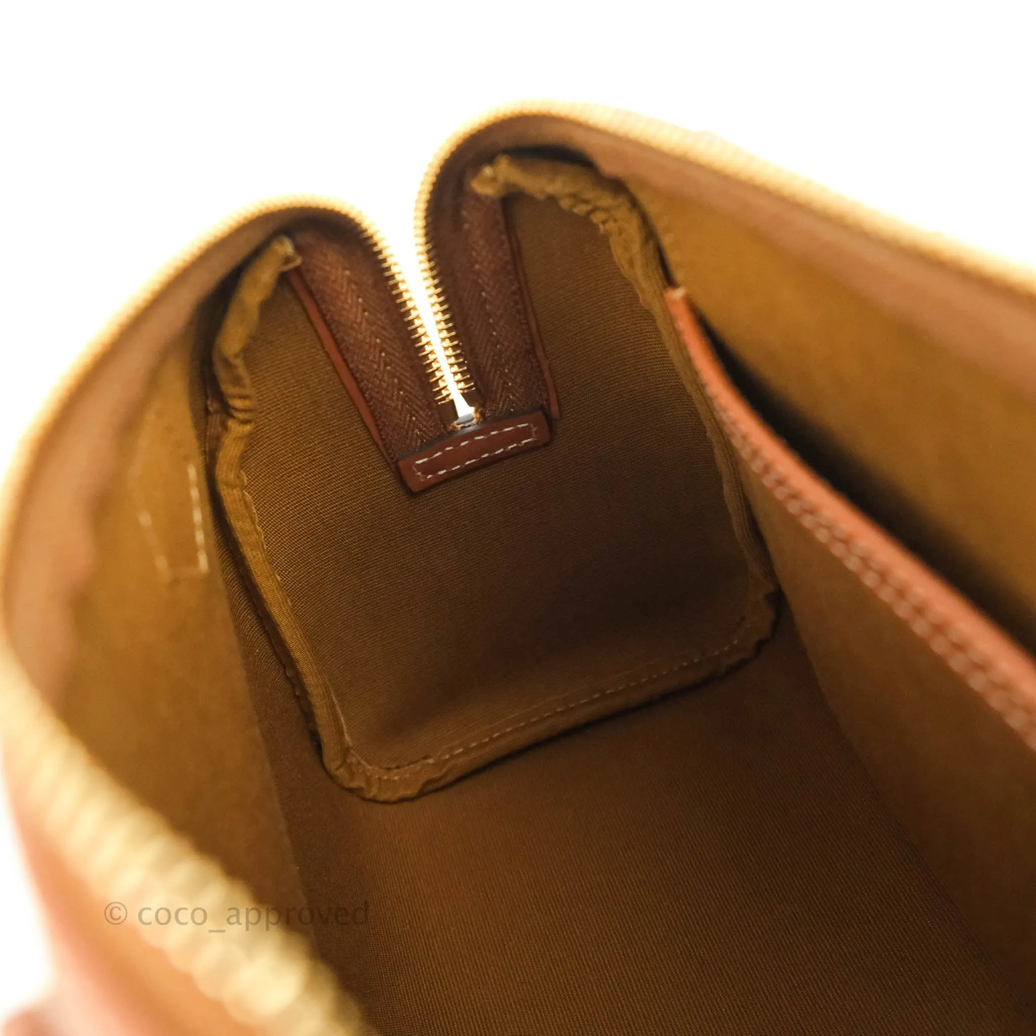 Celine Small Triomphe Canvas Boston Bag Tan Calfskin