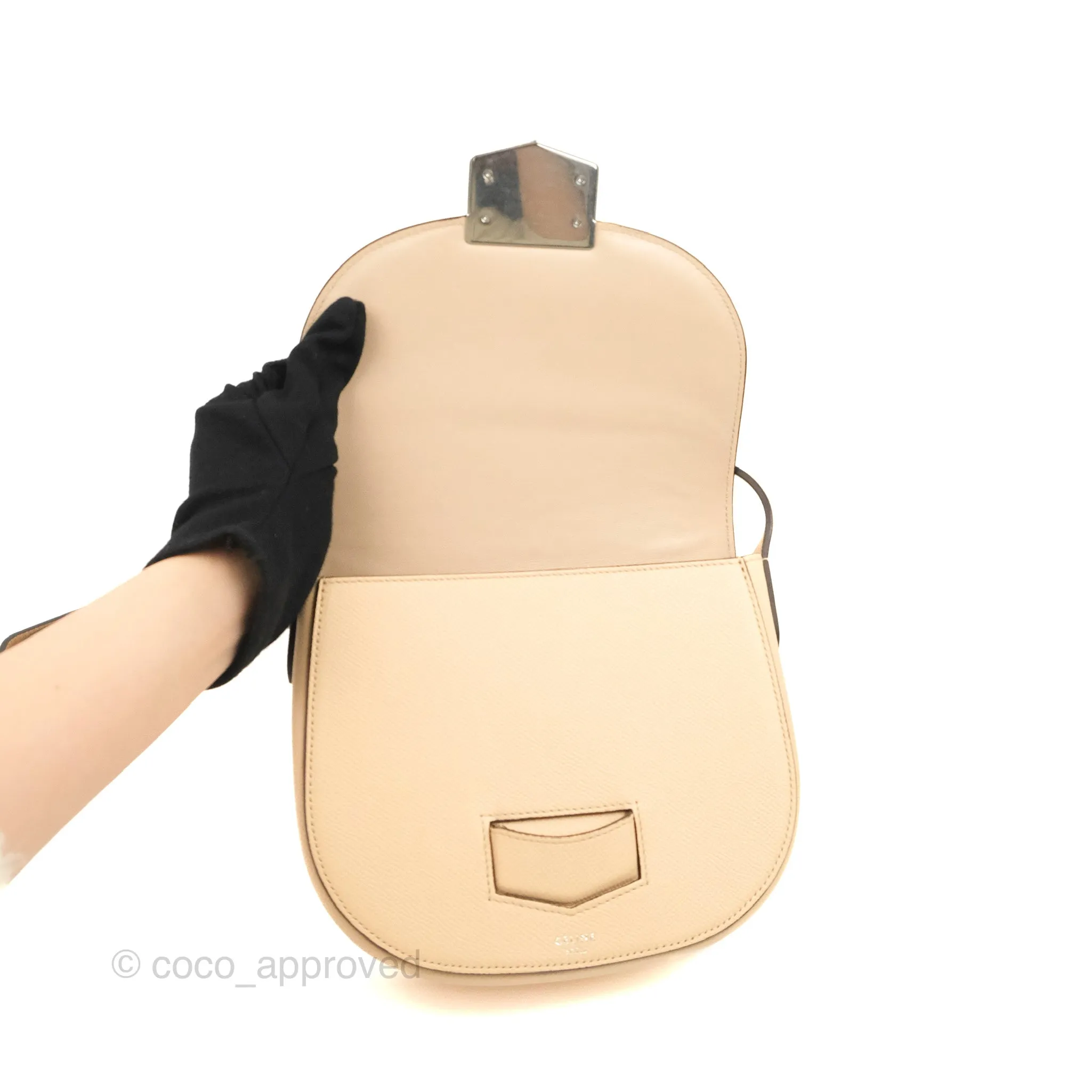Celine Small Trotteur Crossbody Bag Grained Calfskin Powder