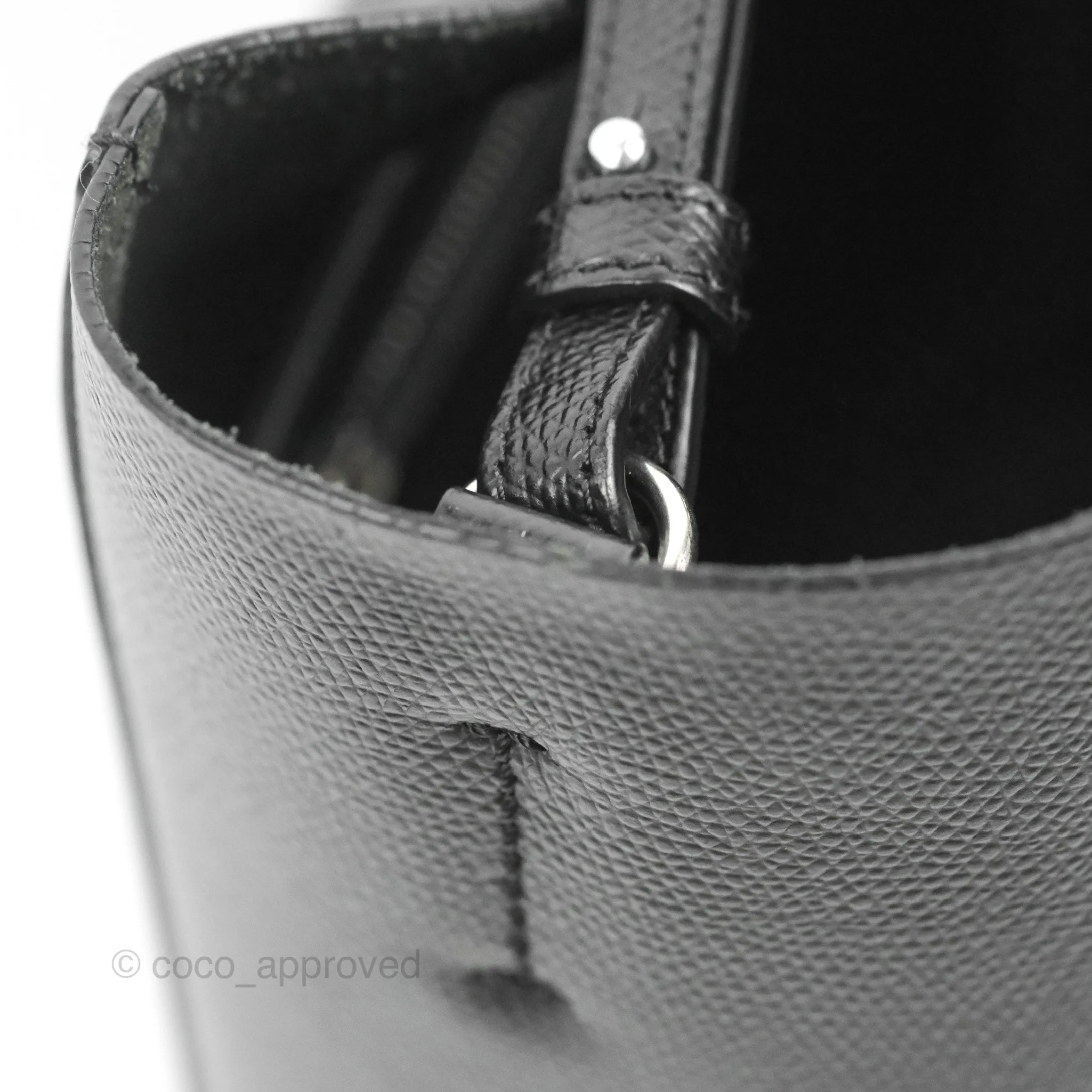 Celine Small Vertical Cabas Tote Black Grained Calfskin Silver Hardware