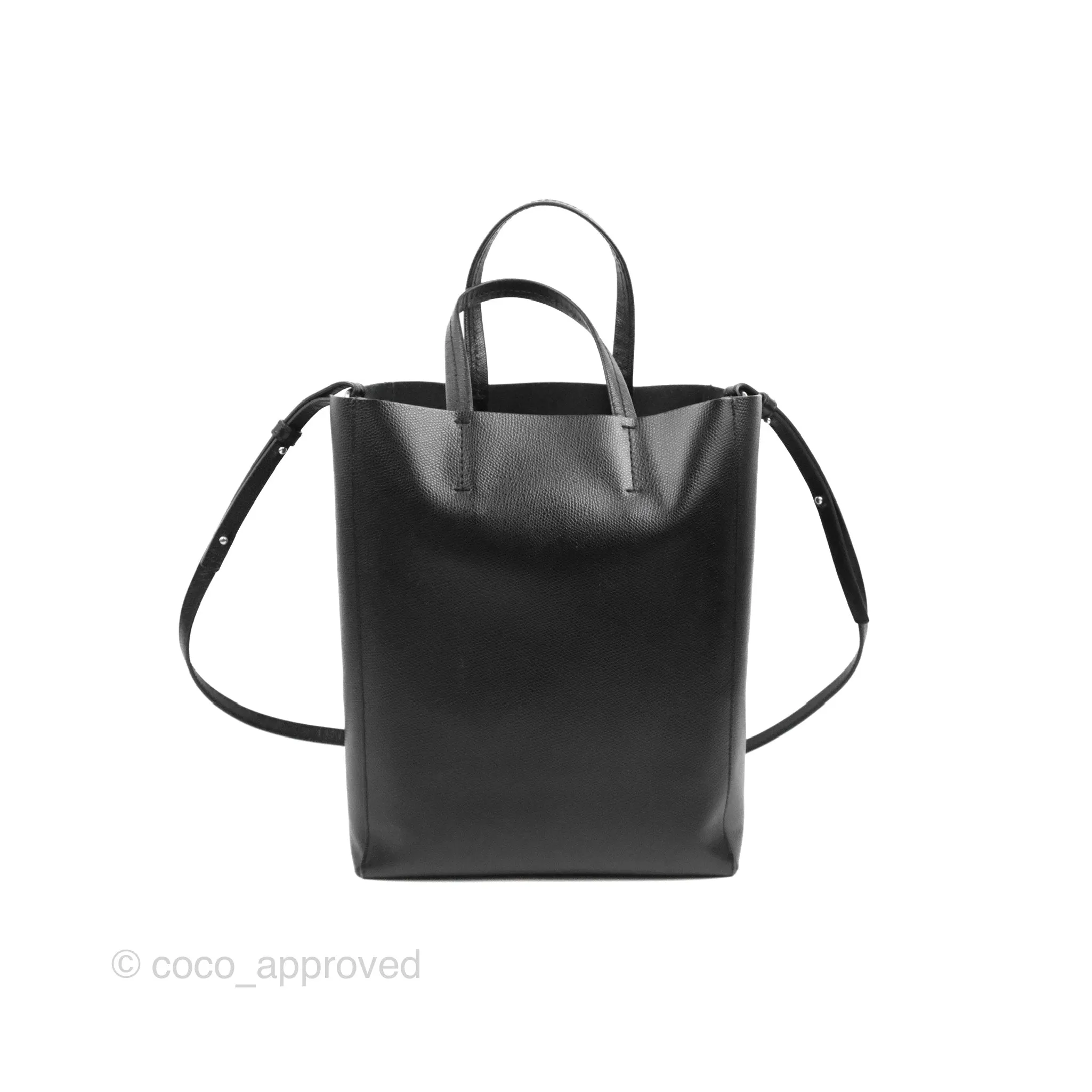 Celine Small Vertical Cabas Tote Black Grained Calfskin Silver Hardware