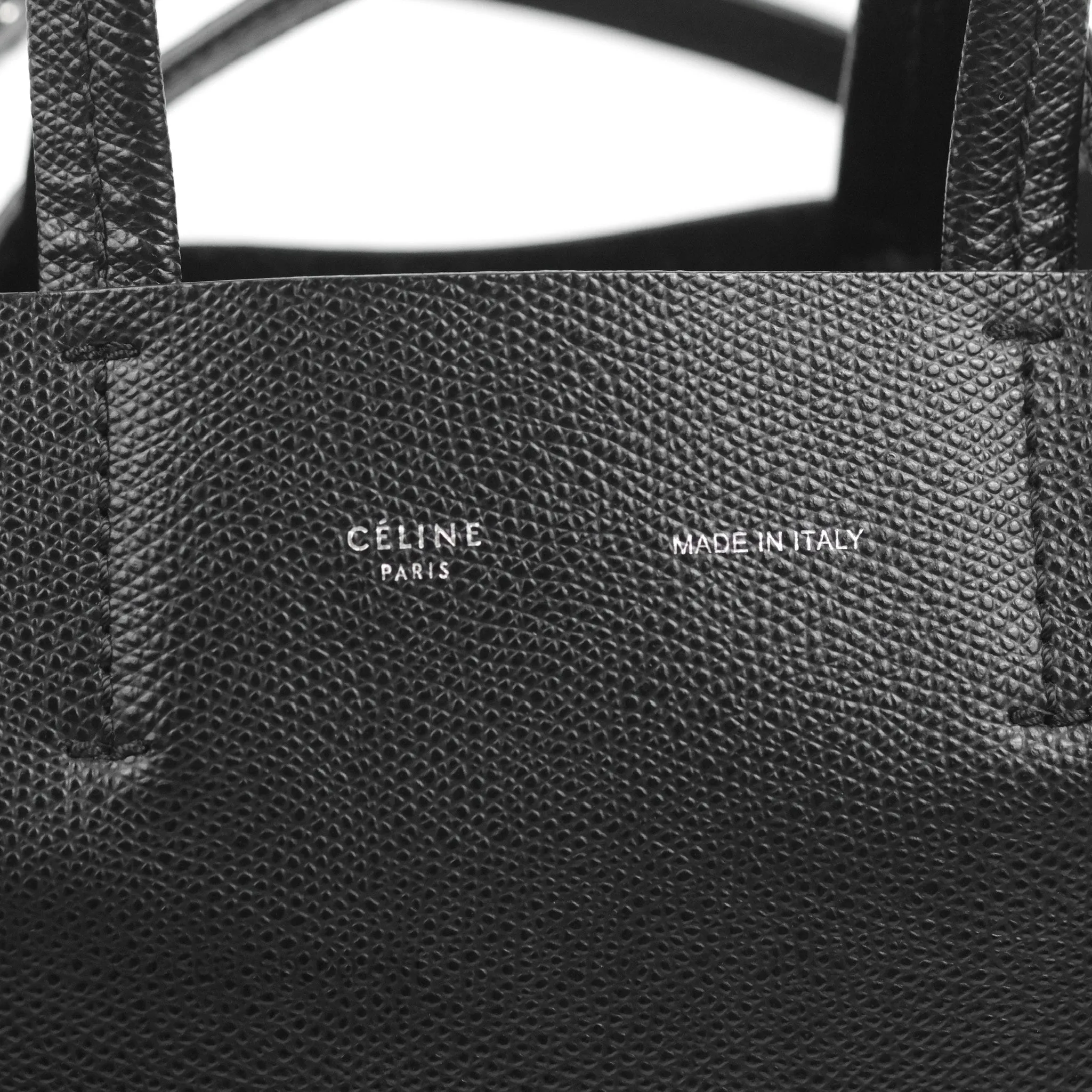 Celine Small Vertical Cabas Tote Black Grained Calfskin Silver Hardware
