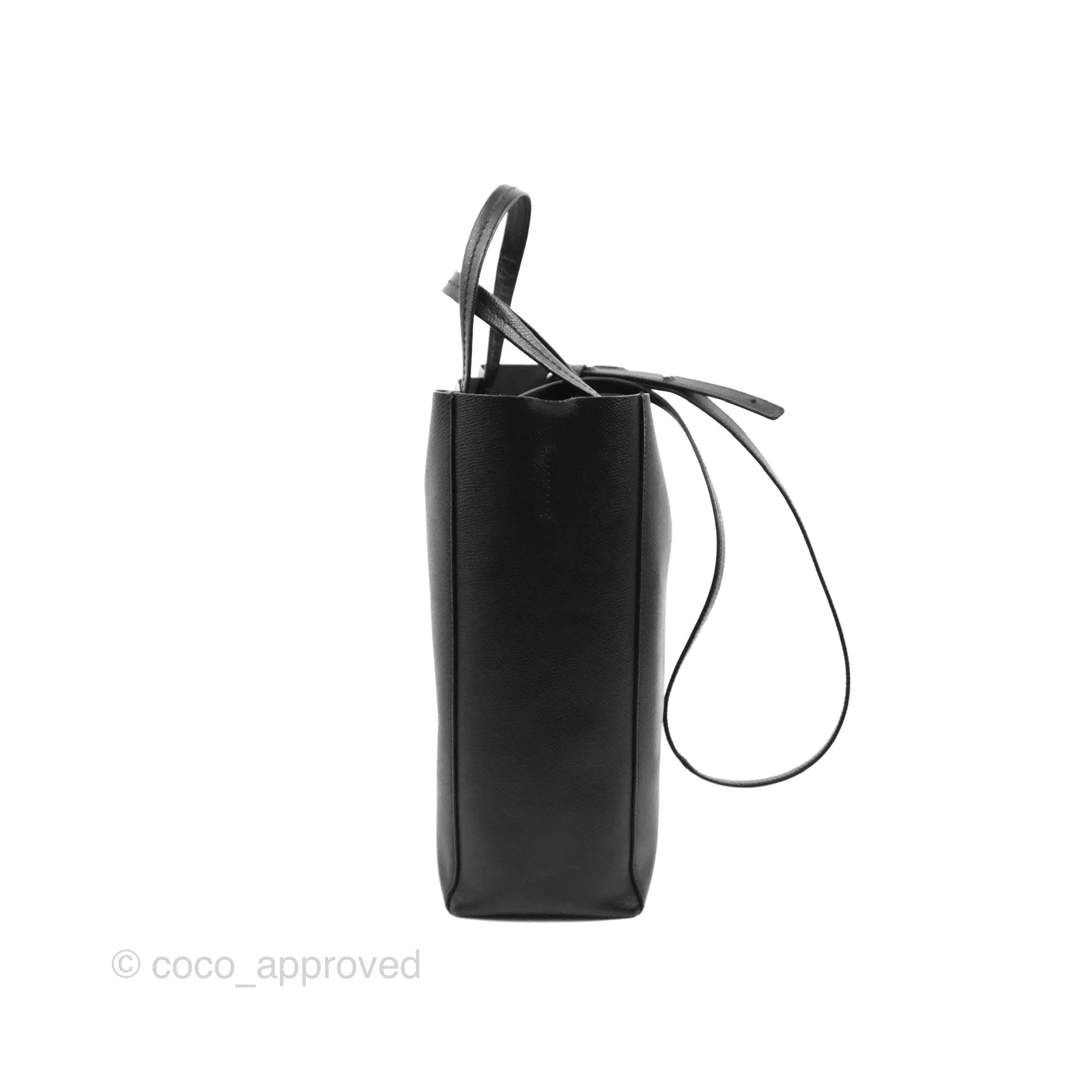 Celine Small Vertical Cabas Tote Black Grained Calfskin Silver Hardware