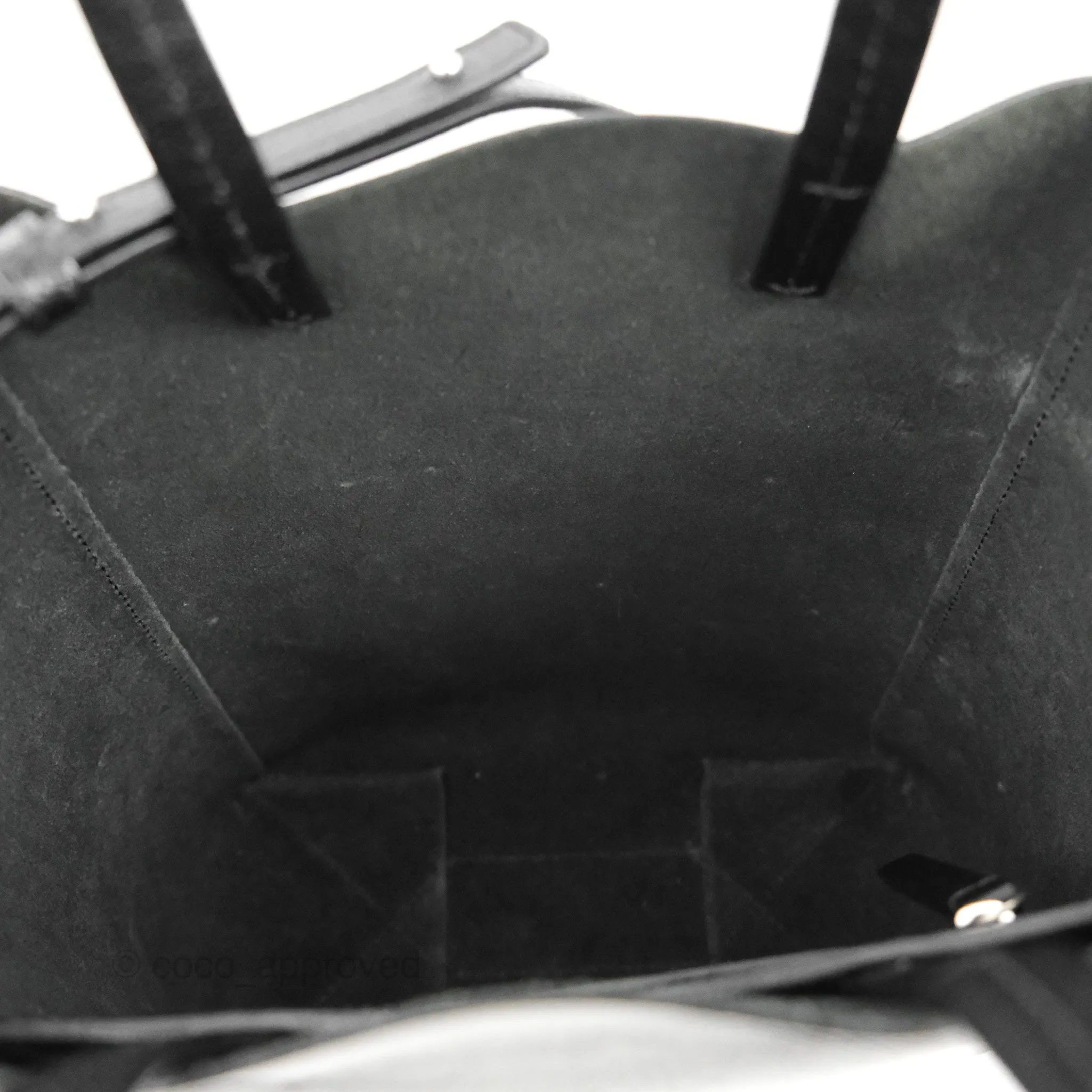 Celine Small Vertical Cabas Tote Black Grained Calfskin Silver Hardware