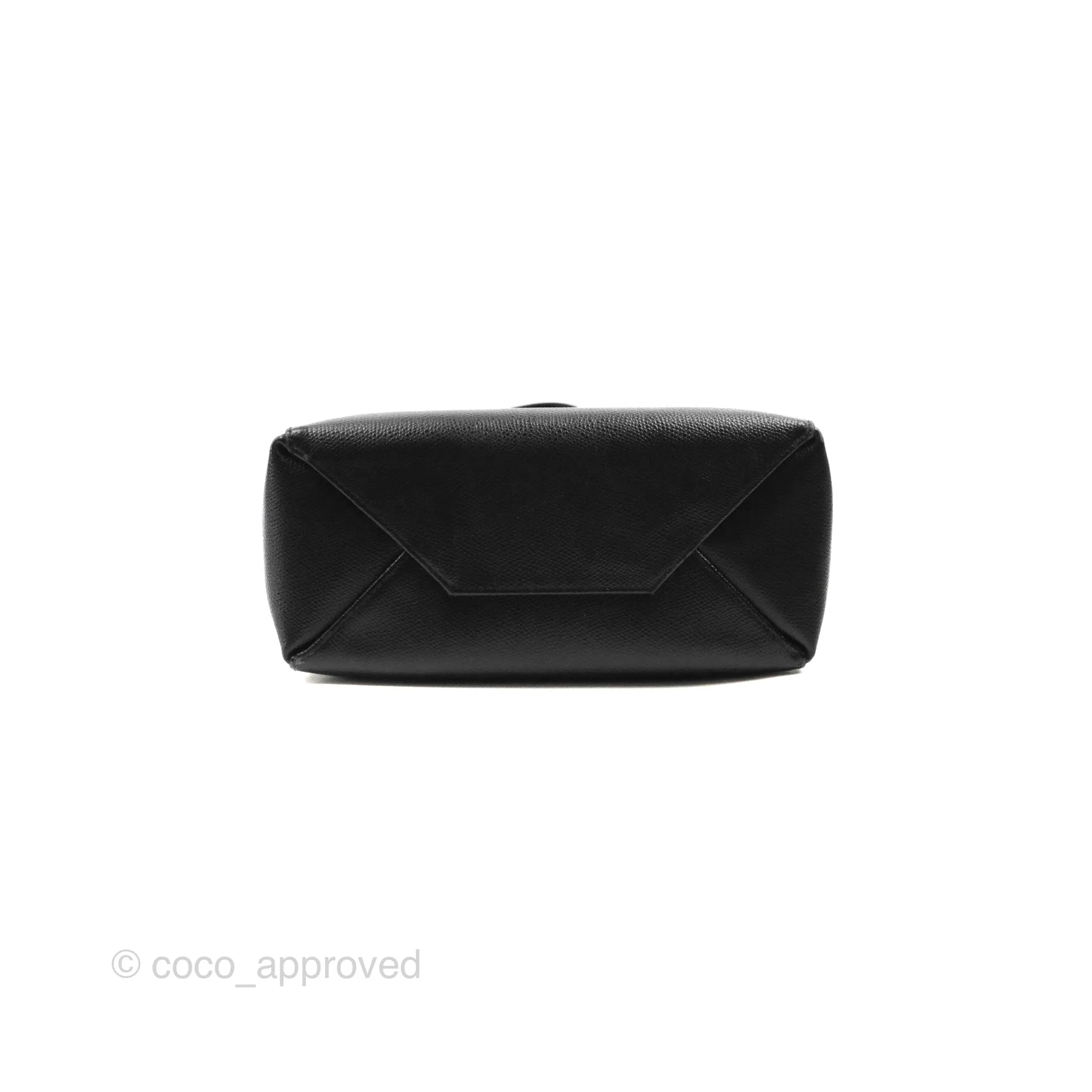 Celine Small Vertical Cabas Tote Black Grained Calfskin Silver Hardware