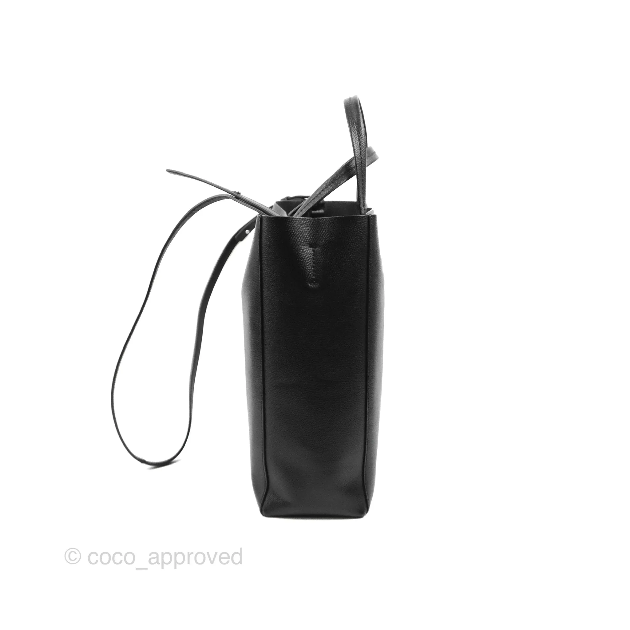Celine Small Vertical Cabas Tote Black Grained Calfskin Silver Hardware