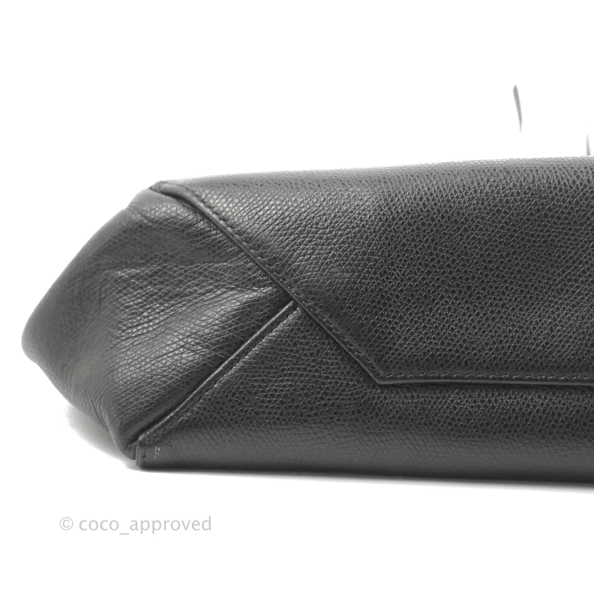 Celine Small Vertical Cabas Tote Grained Calfskin Black Silver Hardware