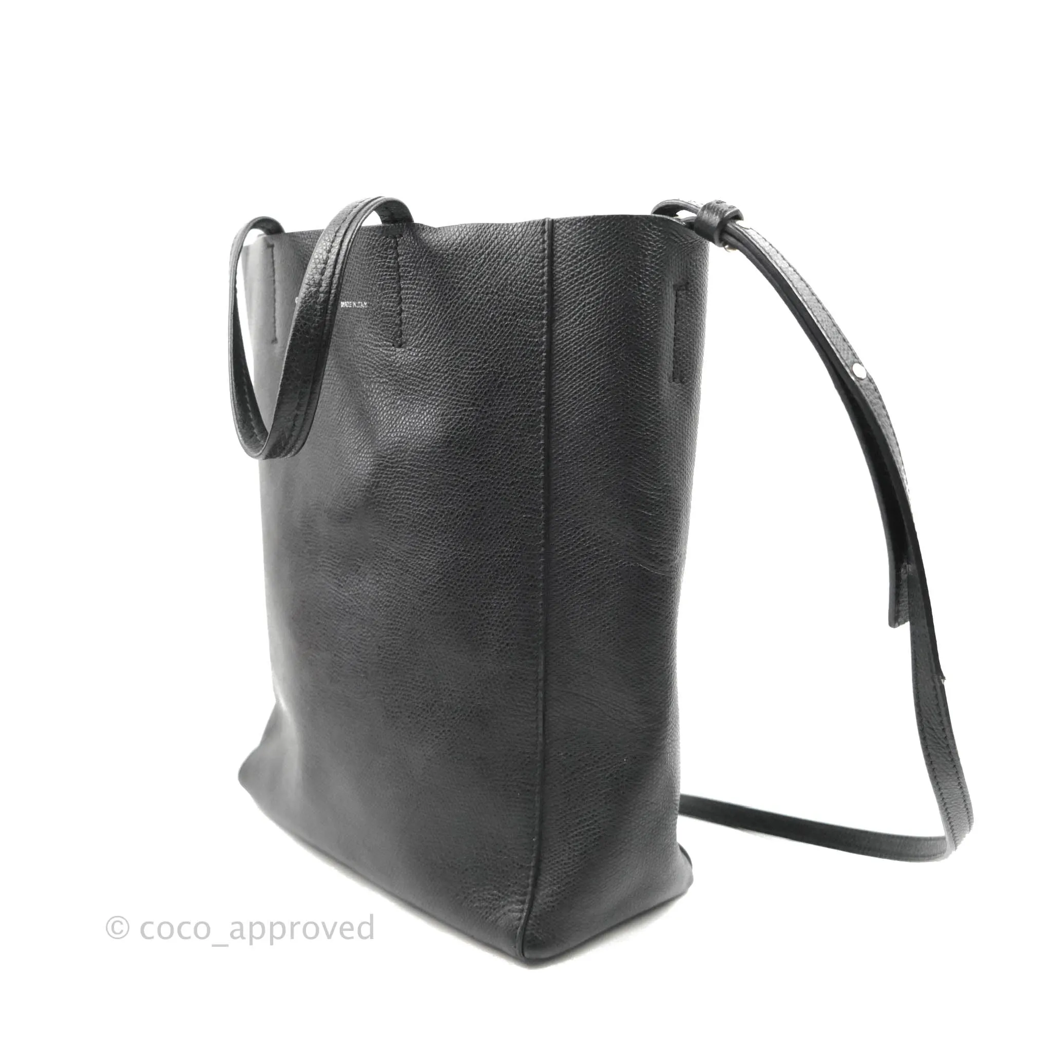 Celine Small Vertical Cabas Tote Grained Calfskin Black Silver Hardware