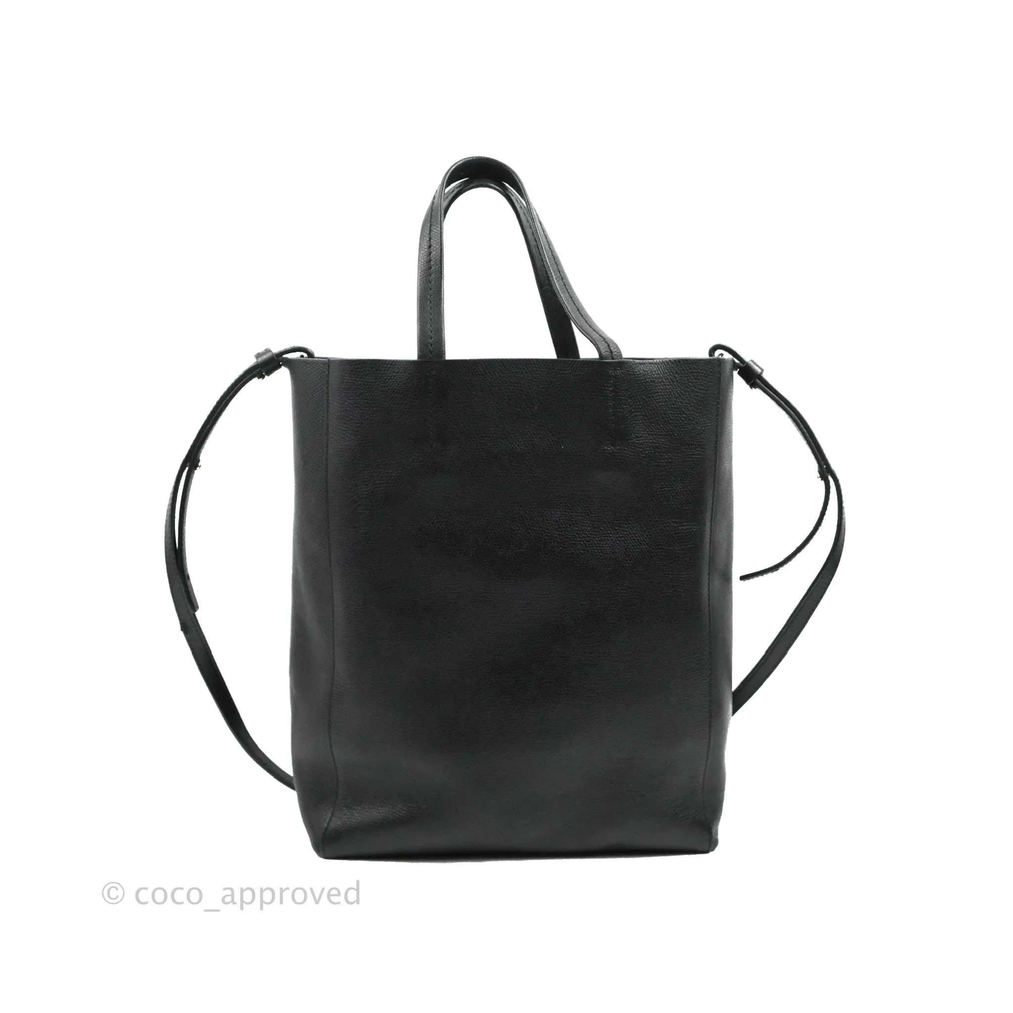 Celine Small Vertical Cabas Tote Grained Calfskin Black Silver Hardware