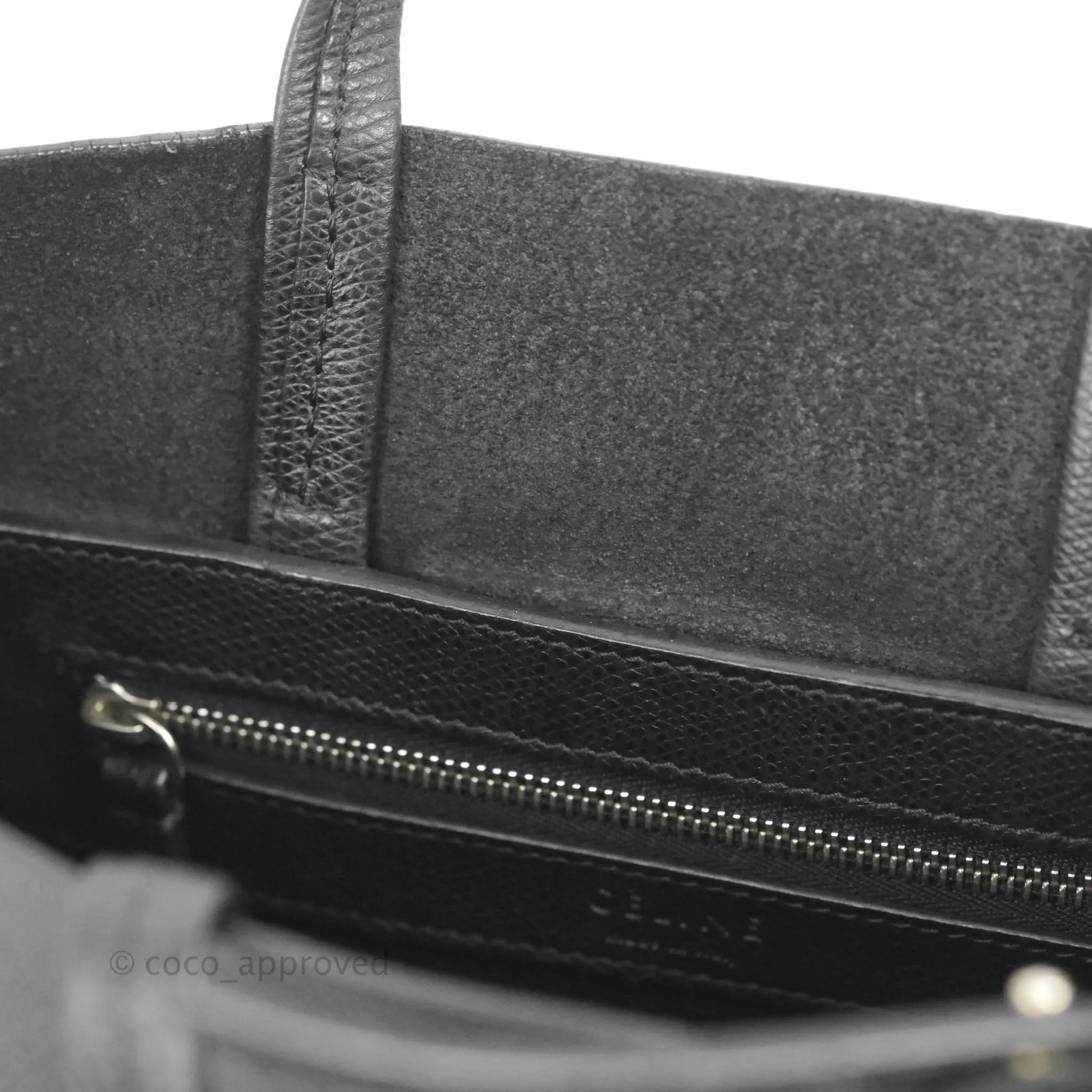 Celine Small Vertical Cabas Tote Grained Calfskin Black Silver Hardware