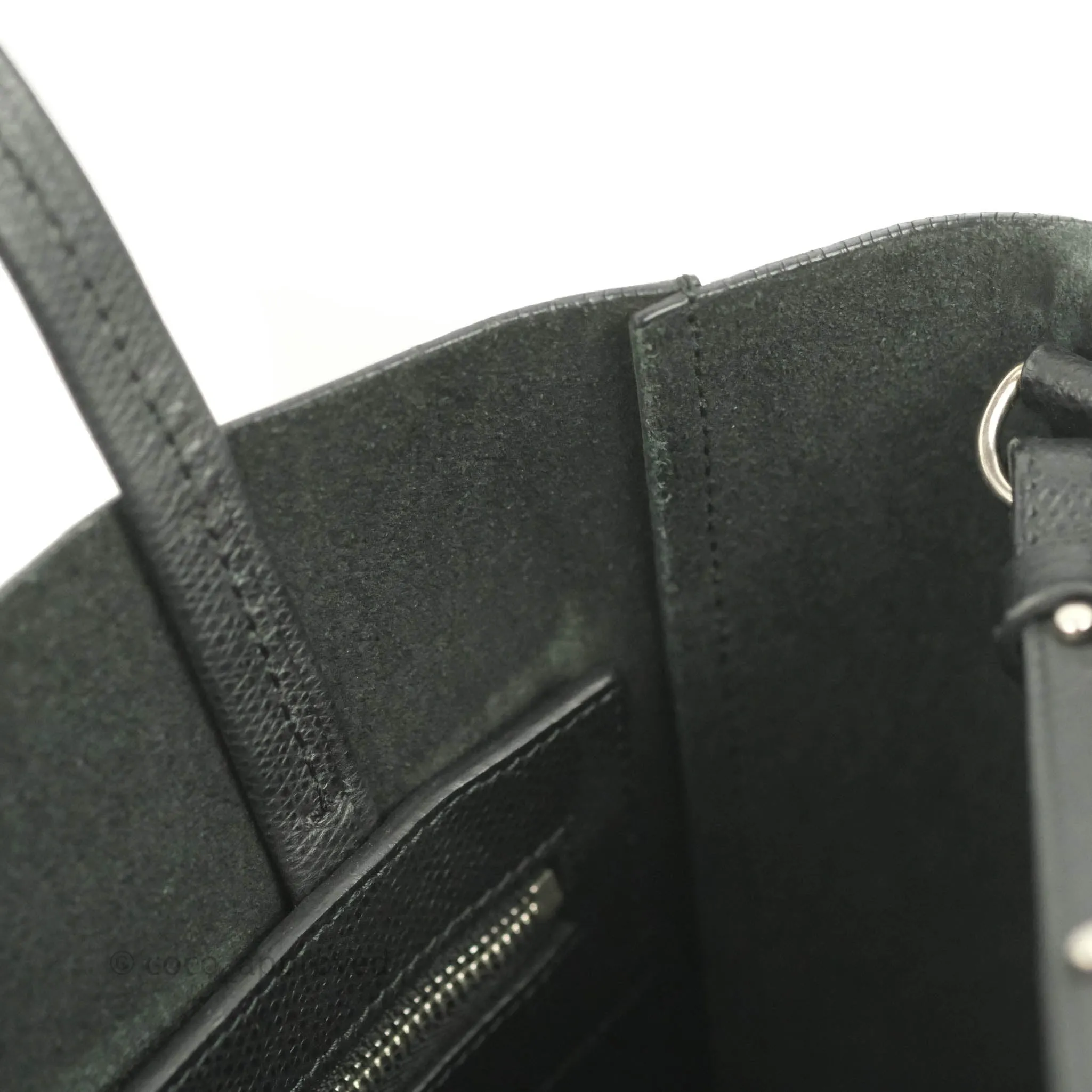 Celine Small Vertical Cabas Tote Grained Calfskin Black Silver Hardware