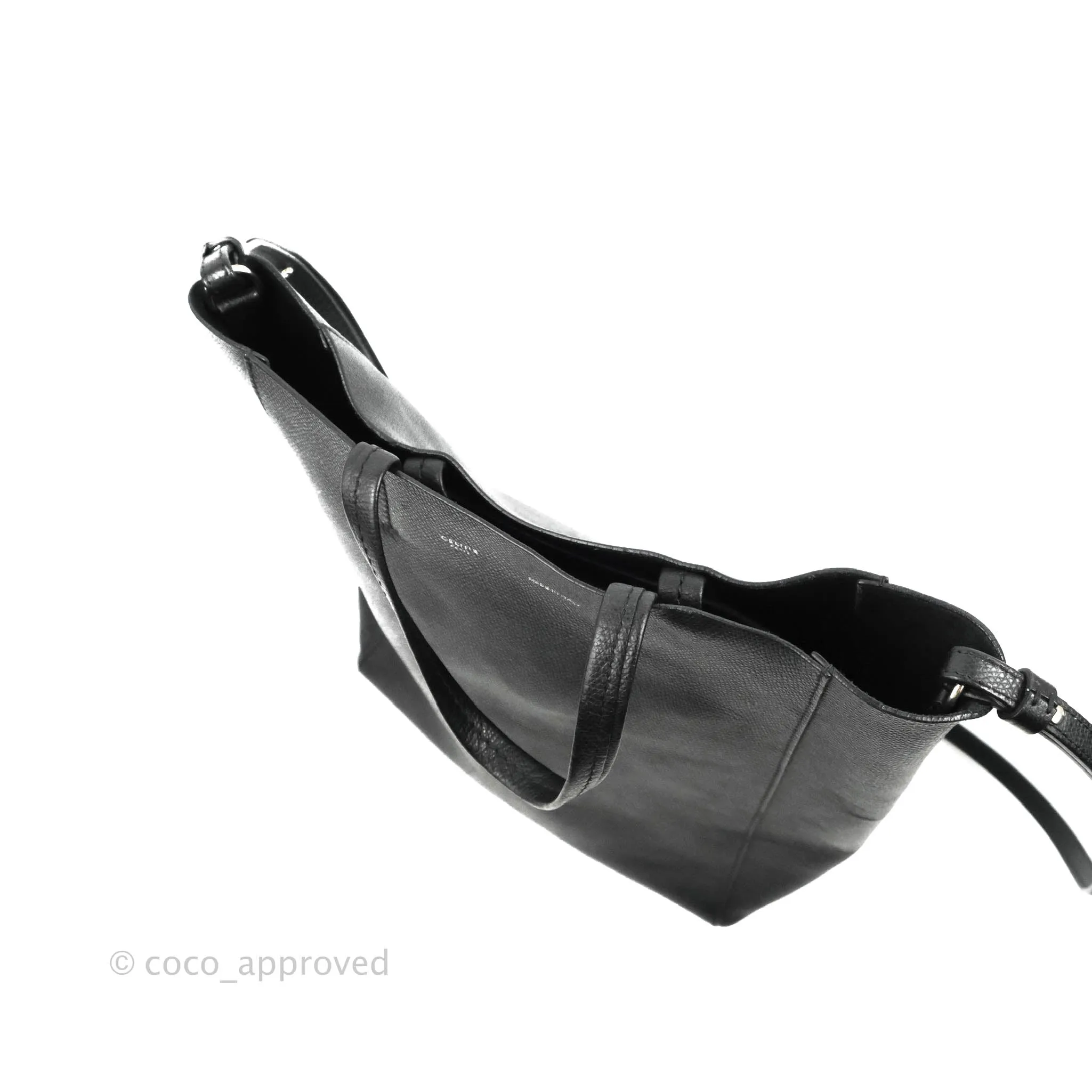 Celine Small Vertical Cabas Tote Grained Calfskin Black Silver Hardware