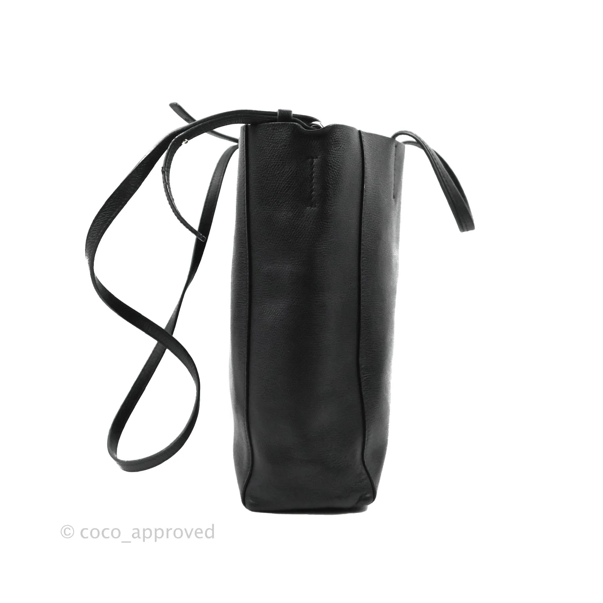 Celine Small Vertical Cabas Tote Grained Calfskin Black Silver Hardware