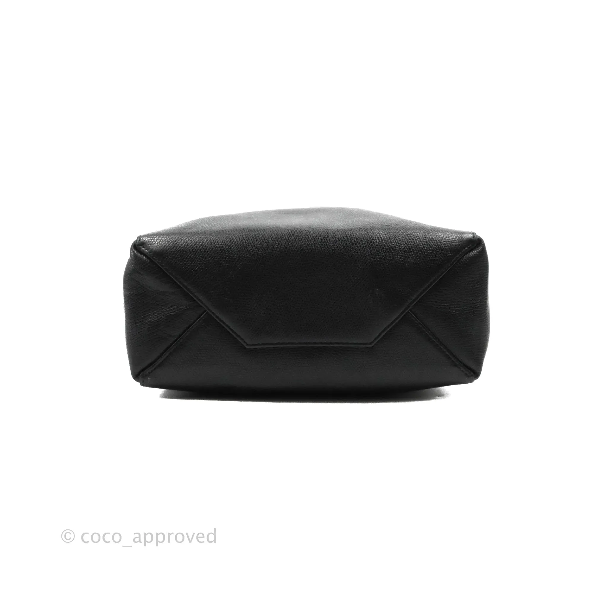 Celine Small Vertical Cabas Tote Grained Calfskin Black Silver Hardware