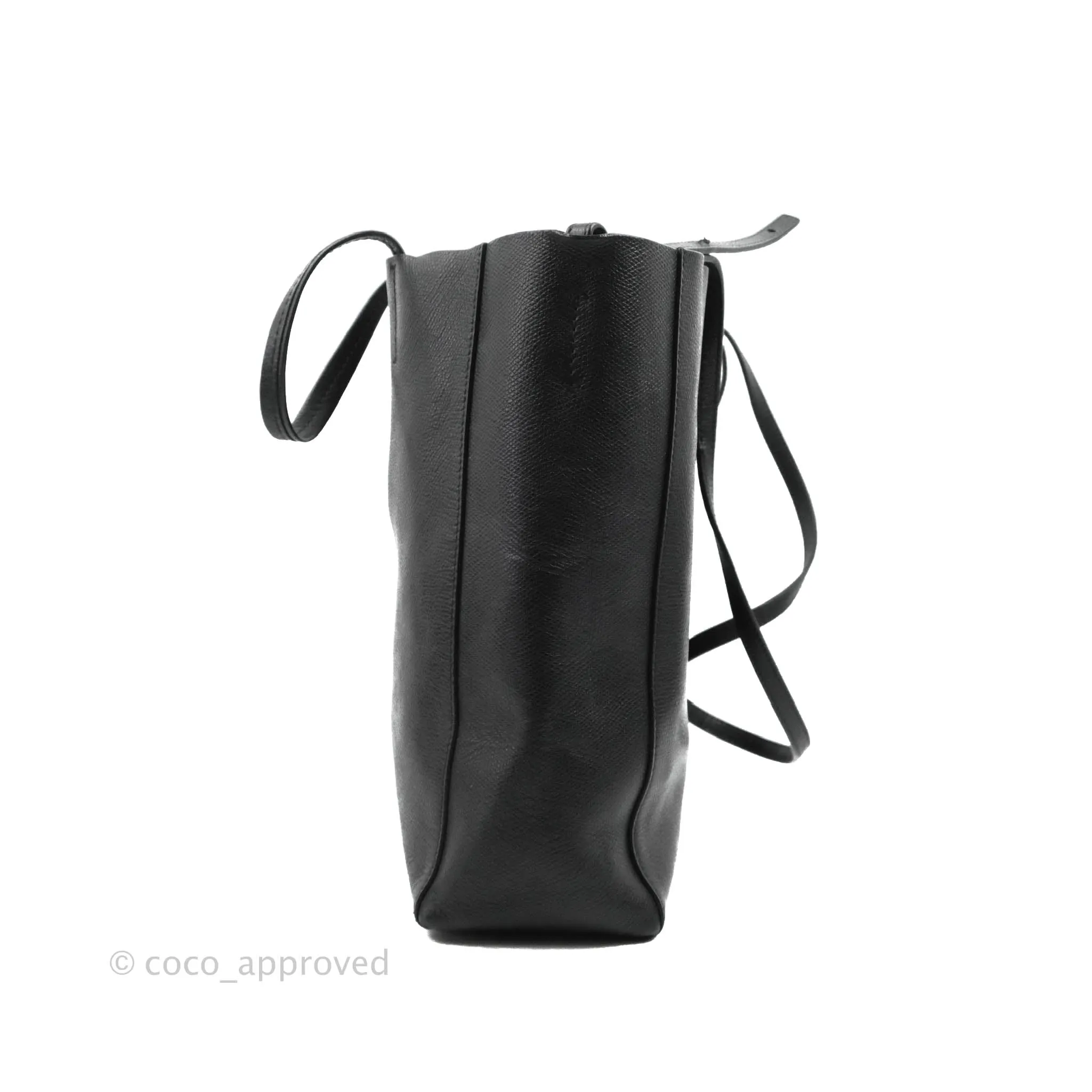 Celine Small Vertical Cabas Tote Grained Calfskin Black Silver Hardware