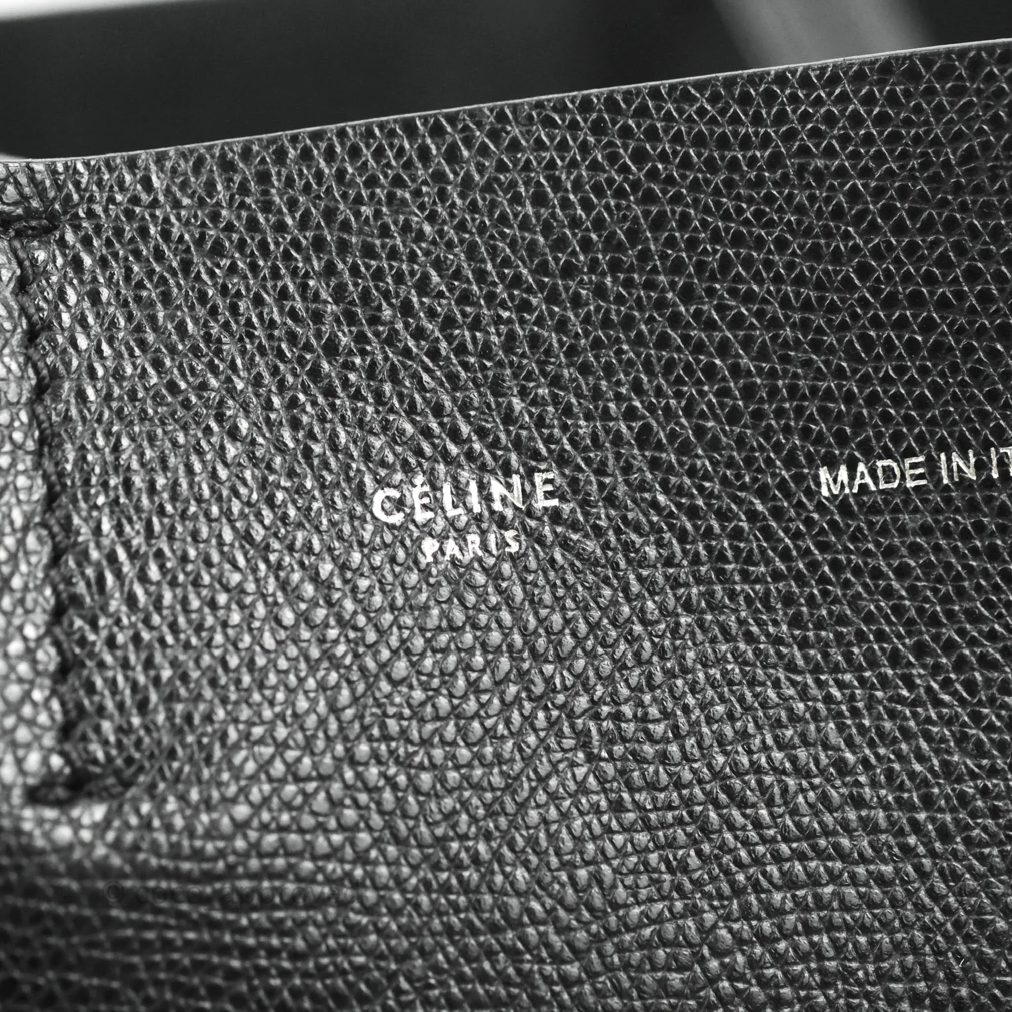Celine Small Vertical Cabas Tote Grained Calfskin Black Silver Hardware