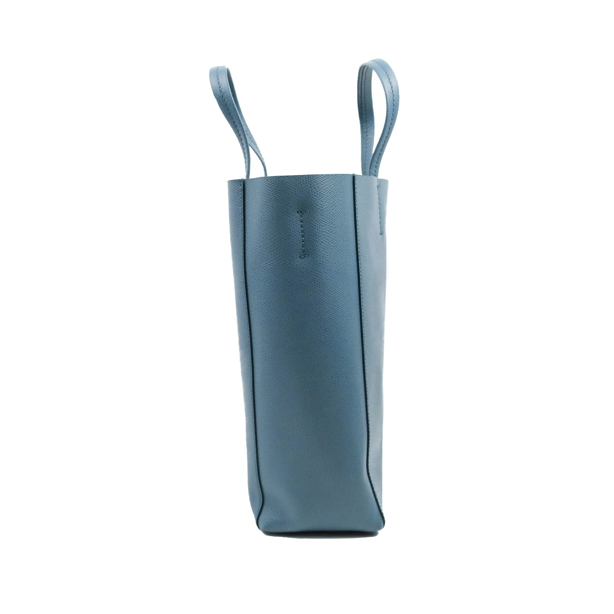 Celine Small Vertical Cabas Tote Grained Calfskin Blue Silver Hardware