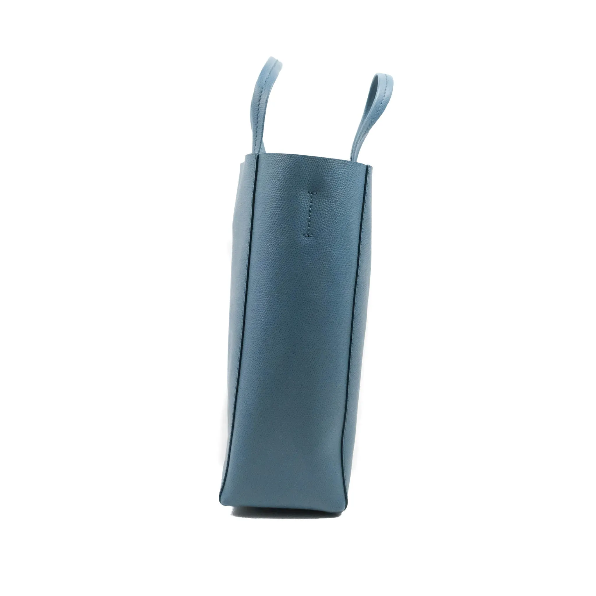 Celine Small Vertical Cabas Tote Grained Calfskin Blue Silver Hardware