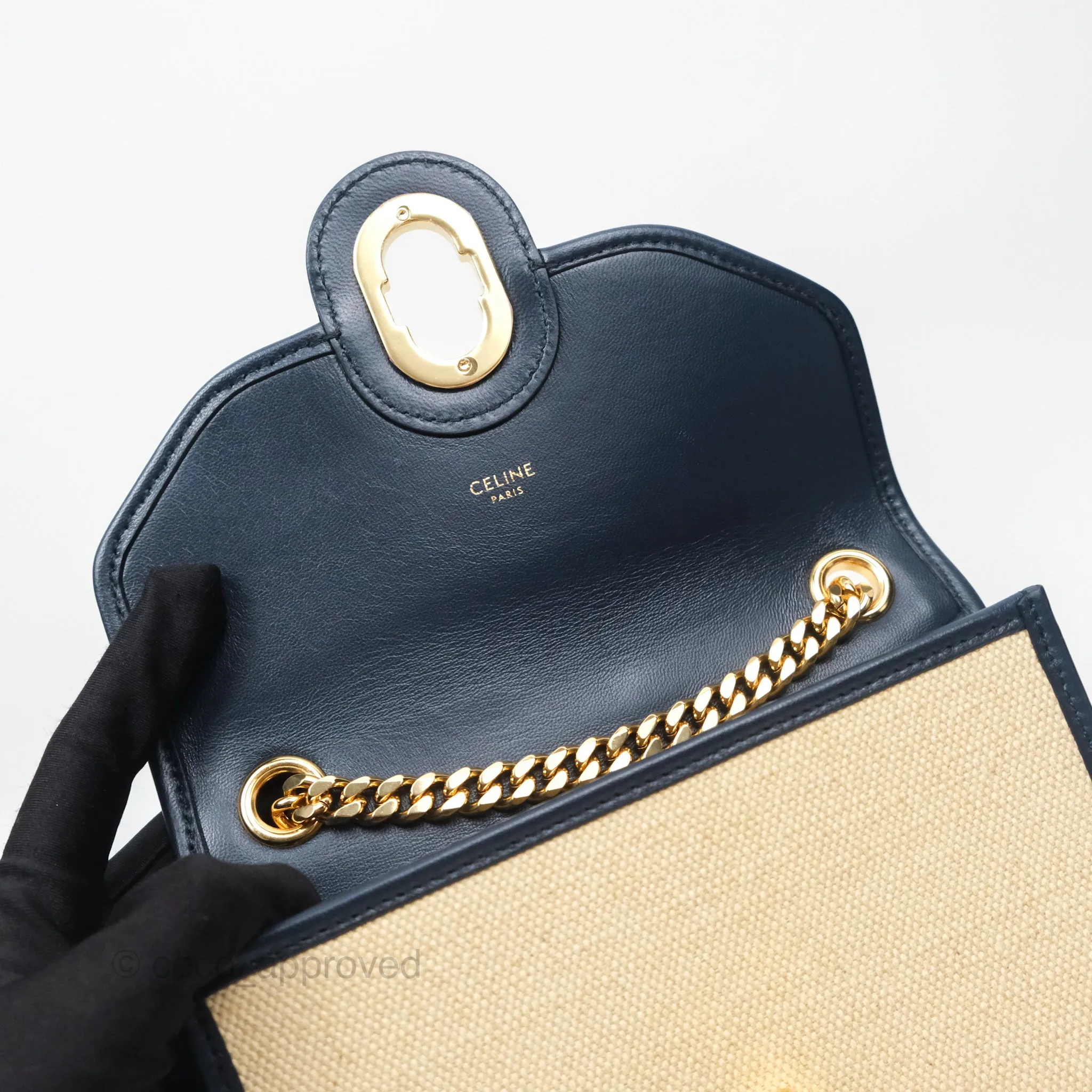 Celine Sulky Clutch Beige Gold Hardware