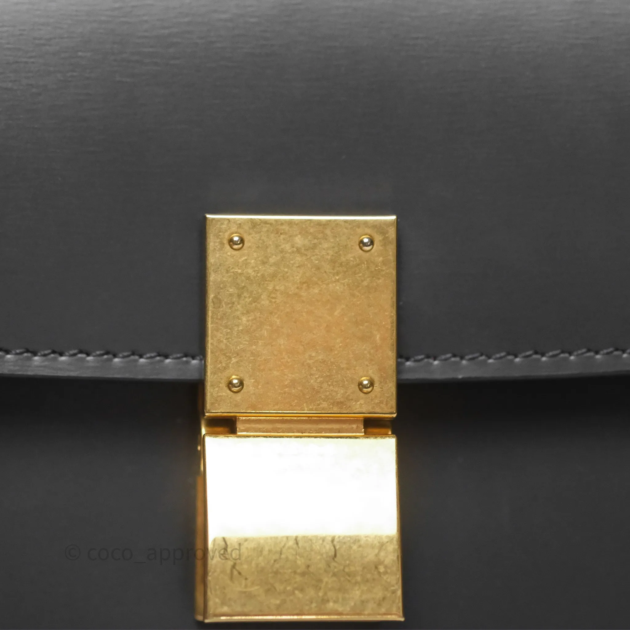 Celine Teen Classic Box Flap Dark Grey Box Calfskin