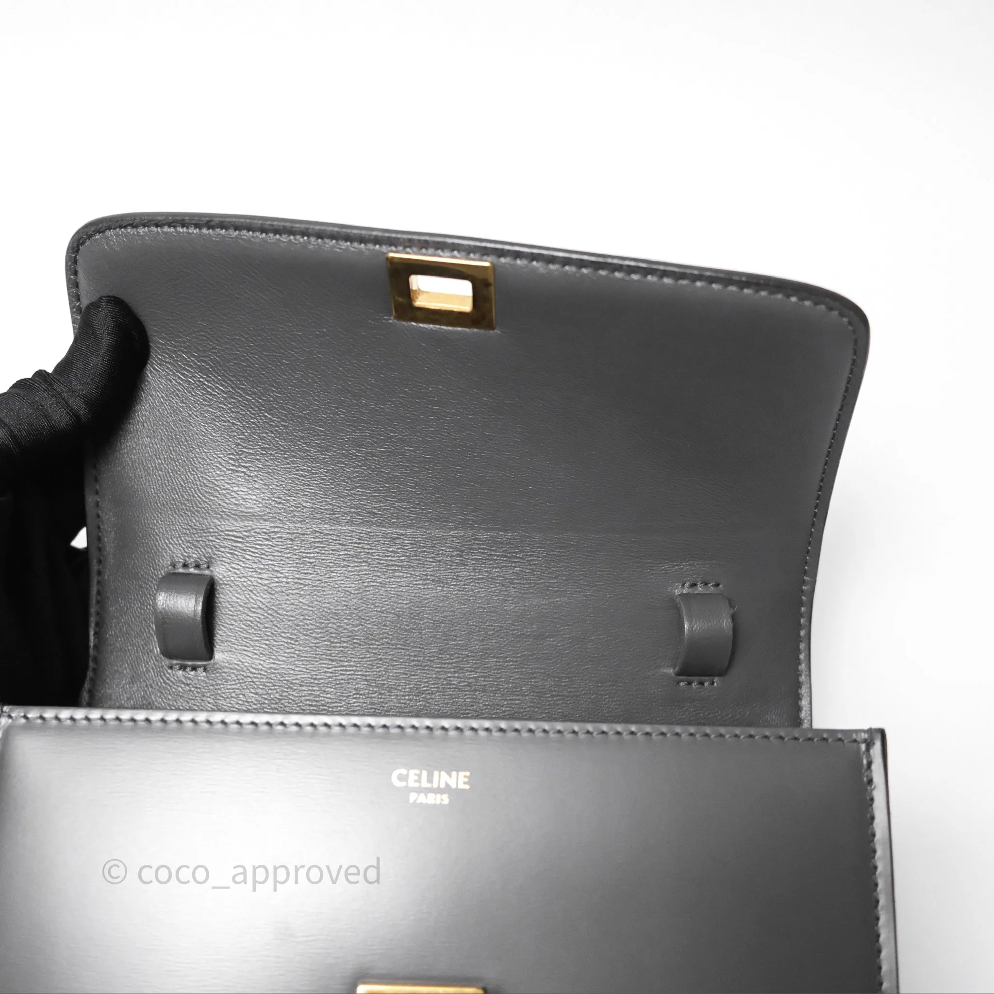 Celine Teen Classic Box Flap Dark Grey Box Calfskin