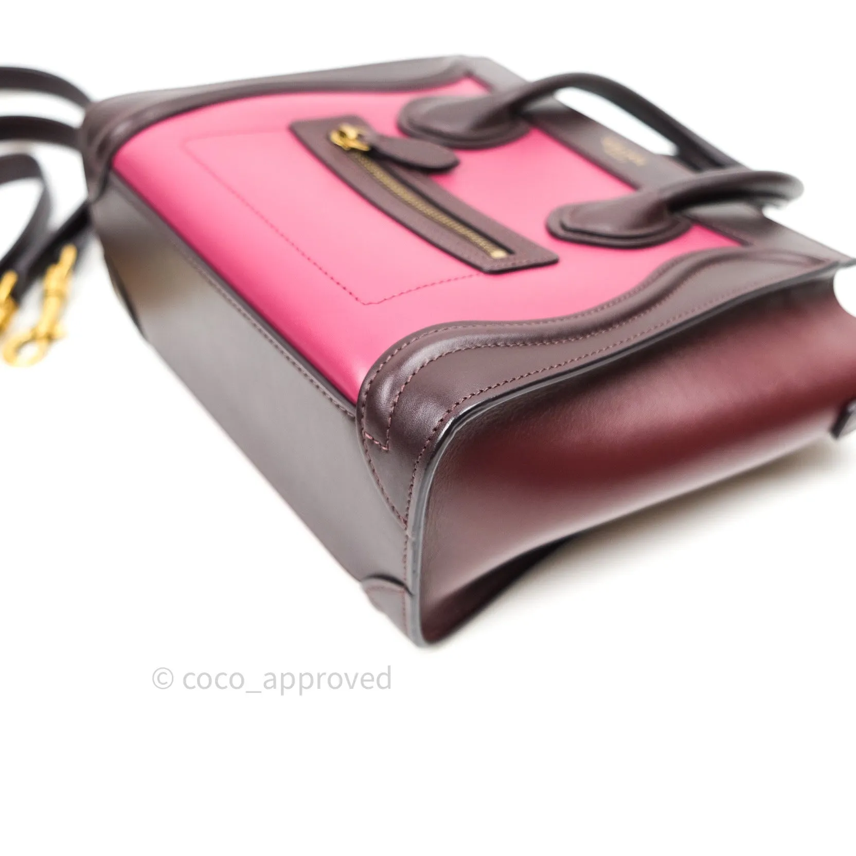 Celine Tri Color Dark Red/Pink/Brown Nano Luggage Tote