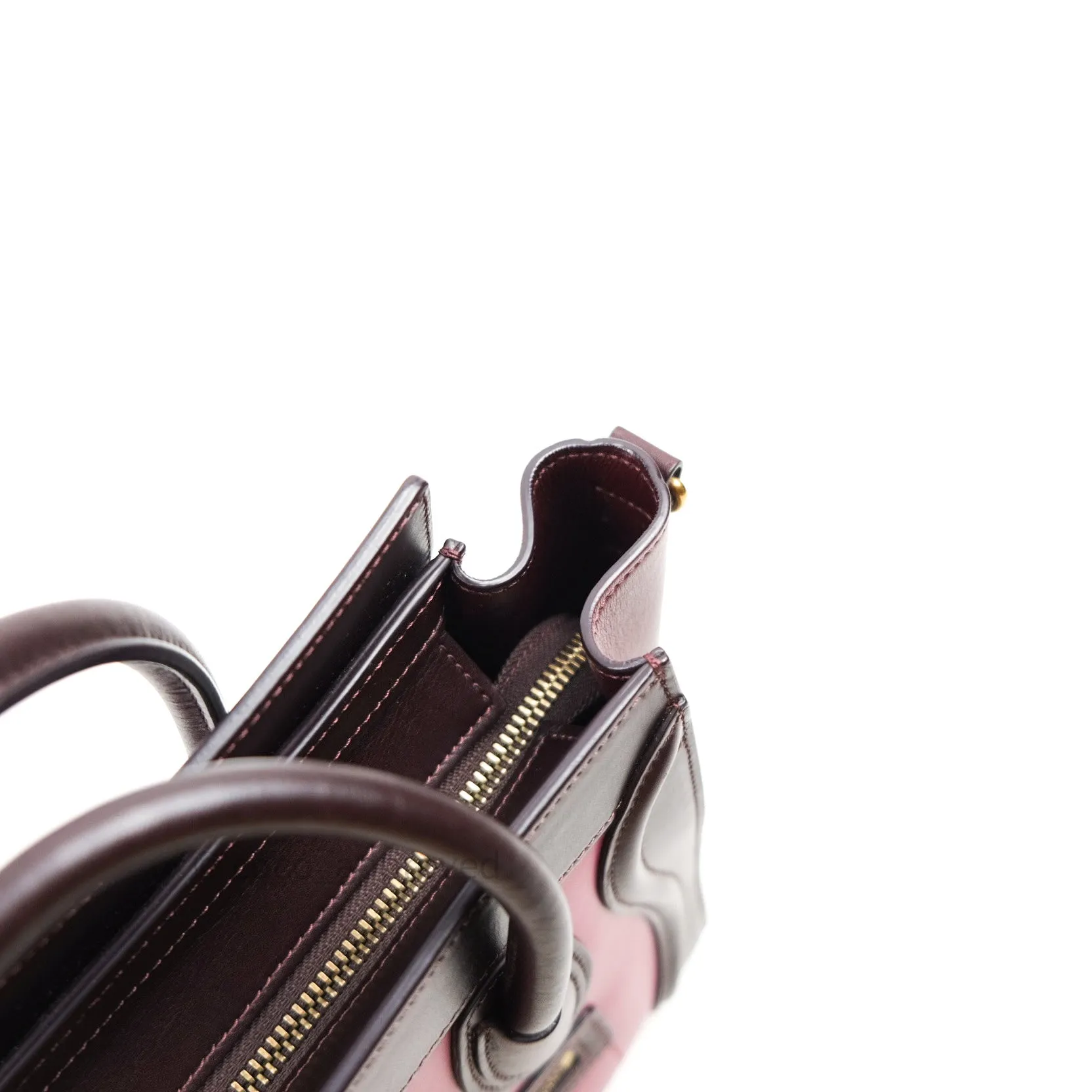 Celine Tri Color Dark Red/Pink/Brown Nano Luggage Tote