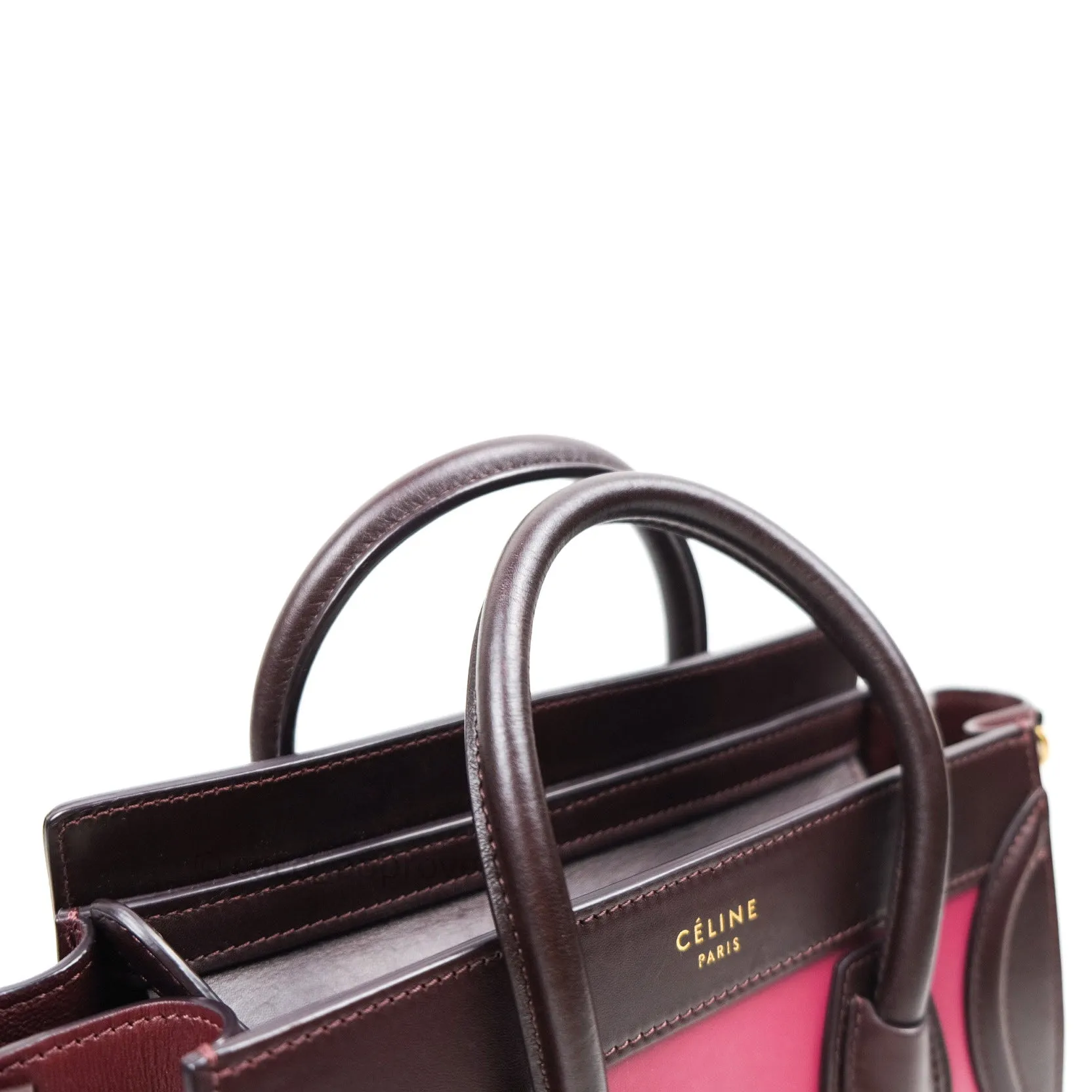 Celine Tri Color Dark Red/Pink/Brown Nano Luggage Tote