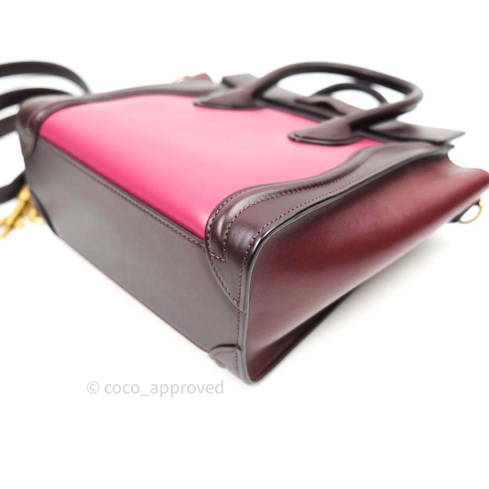 Celine Tri Color Dark Red/Pink/Brown Nano Luggage Tote