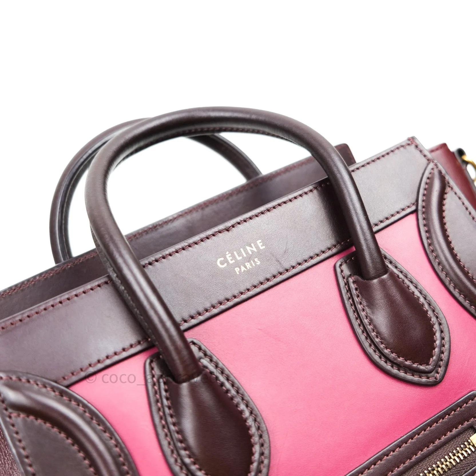 Celine Tri Color Dark Red/Pink/Brown Nano Luggage Tote
