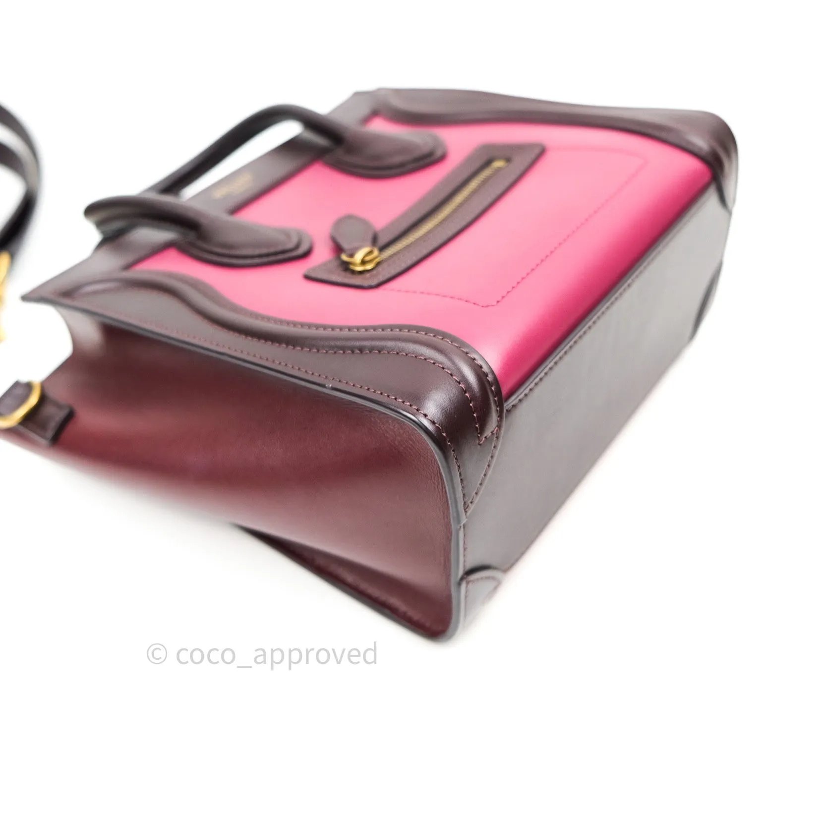 Celine Tri Color Dark Red/Pink/Brown Nano Luggage Tote