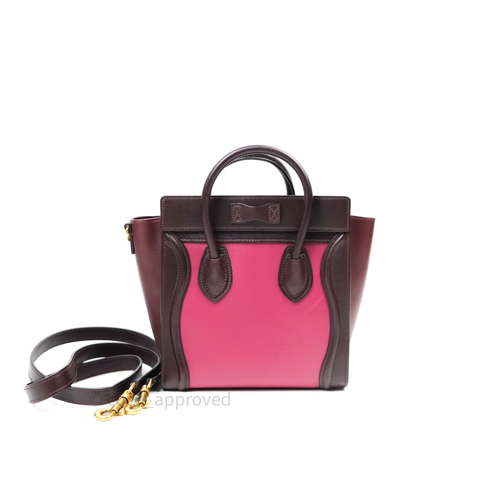Celine Tri Color Dark Red/Pink/Brown Nano Luggage Tote