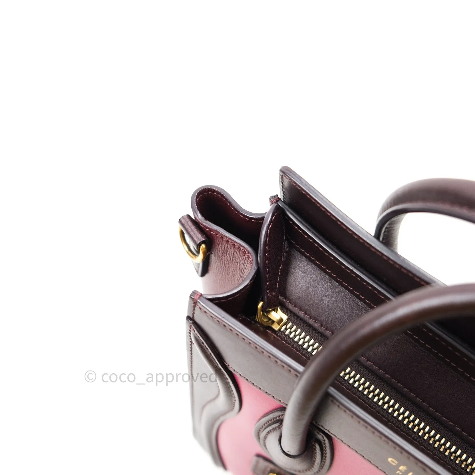 Celine Tri Color Dark Red/Pink/Brown Nano Luggage Tote