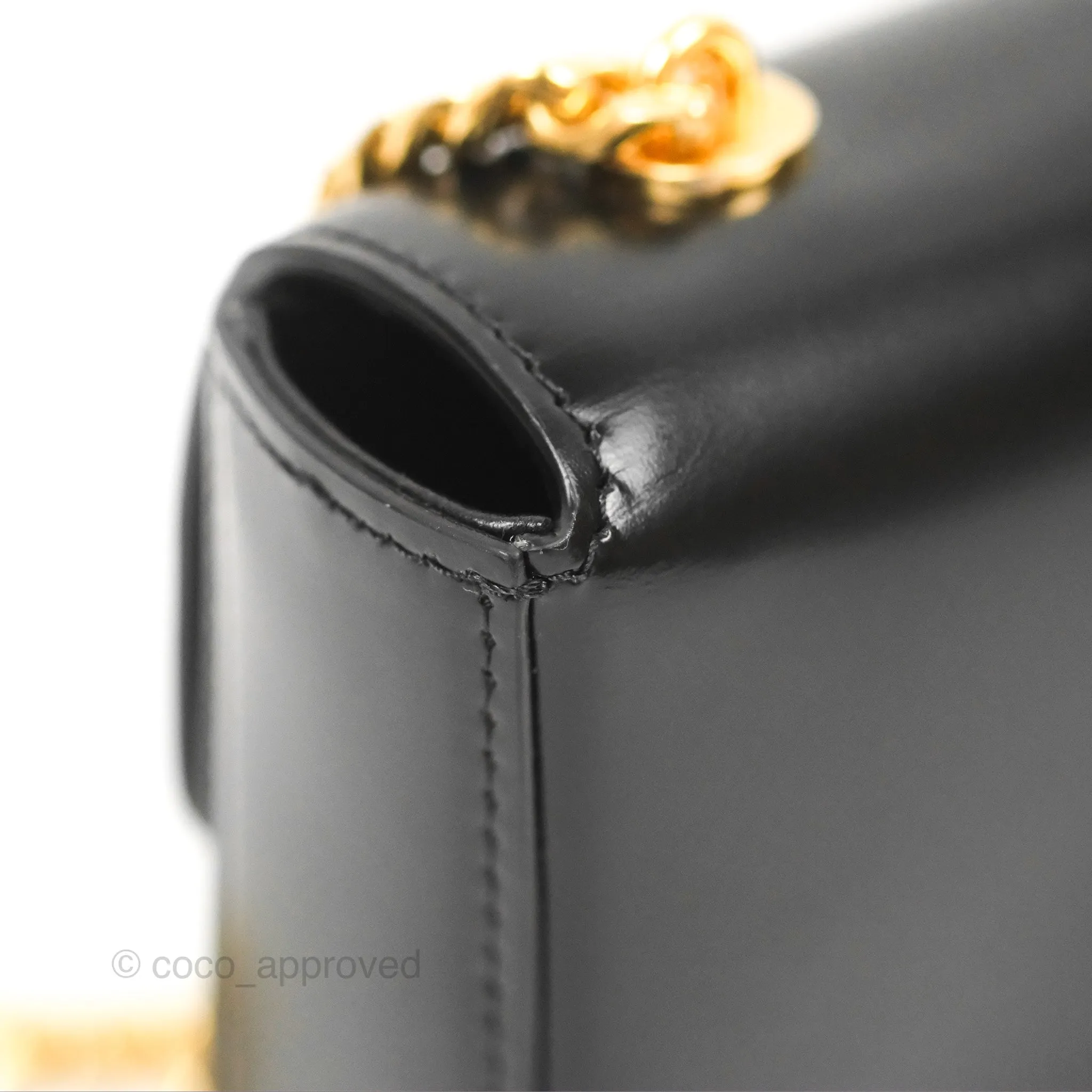Celine Triomphe Chain Shoulder Bag Black Shiny Calfskin