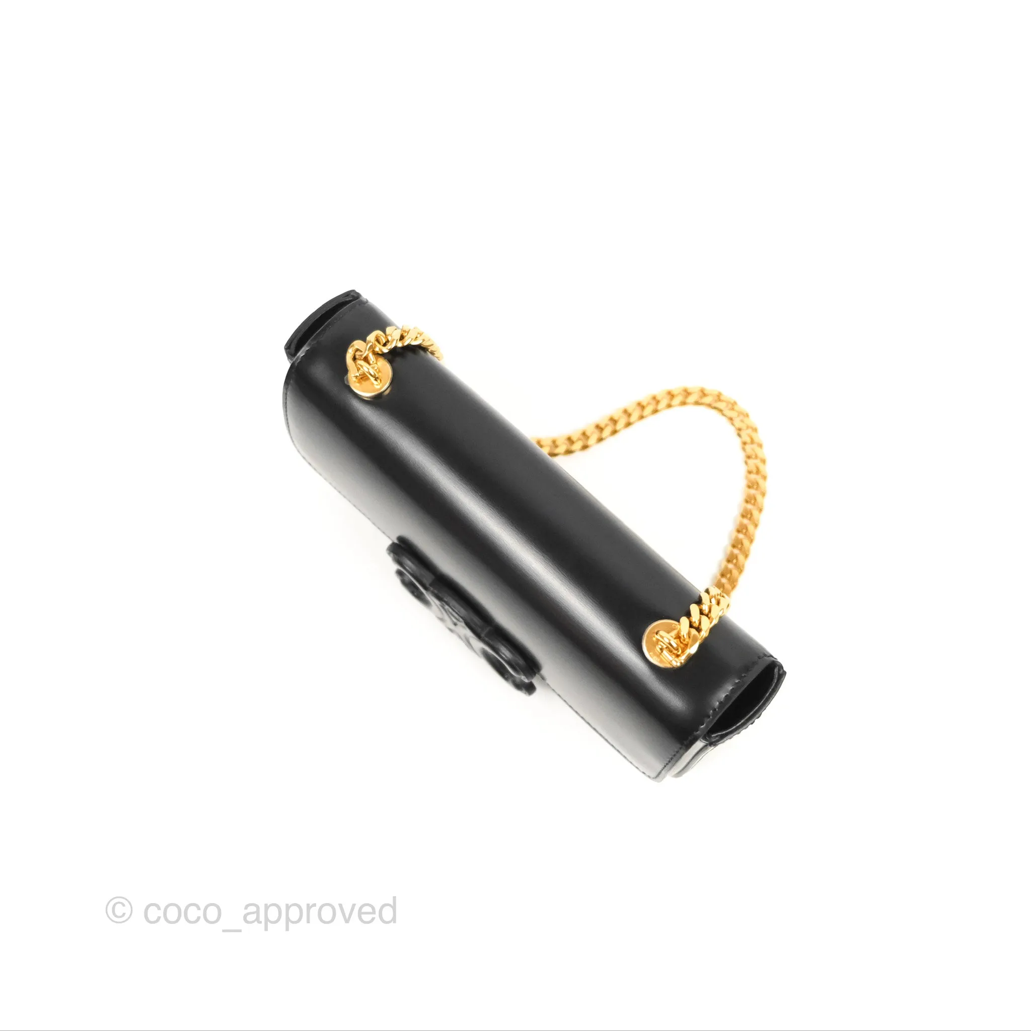 Celine Triomphe Chain Shoulder Bag Black Shiny Calfskin