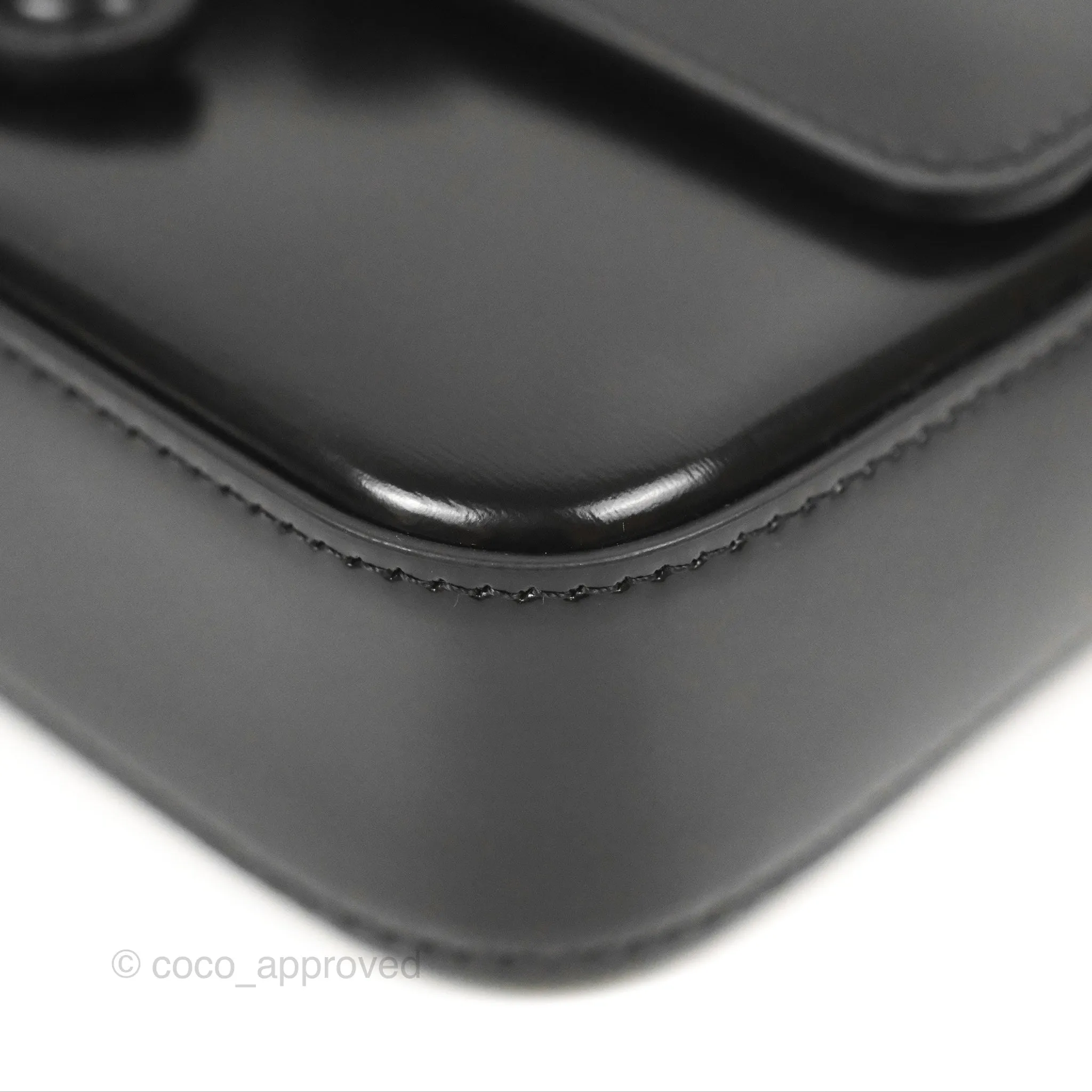 Celine Triomphe Chain Shoulder Bag Black Shiny Calfskin