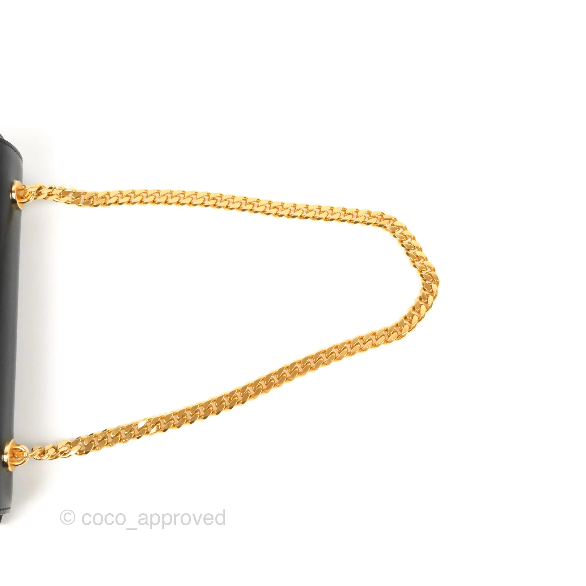 Celine Triomphe Chain Shoulder Bag Black Shiny Calfskin