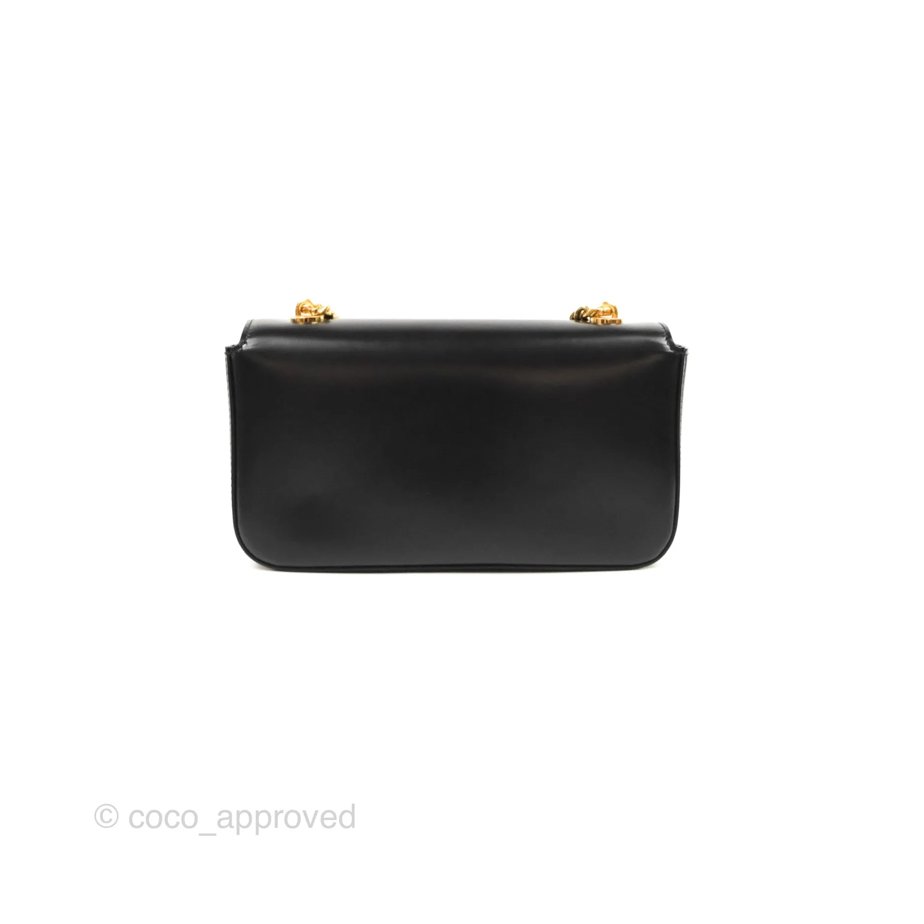Celine Triomphe Chain Shoulder Bag Black Shiny Calfskin