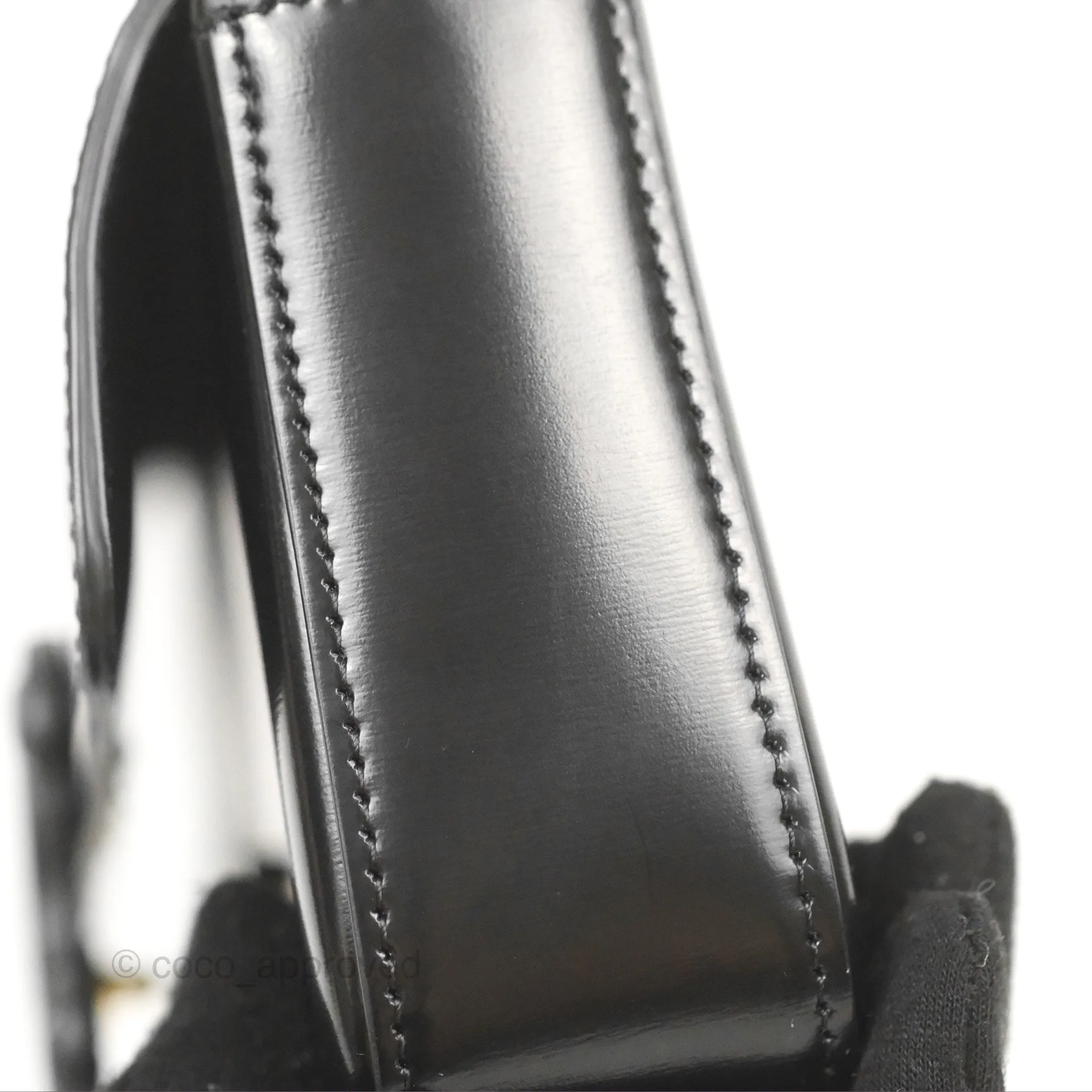 Celine Triomphe Chain Shoulder Bag Black Shiny Calfskin