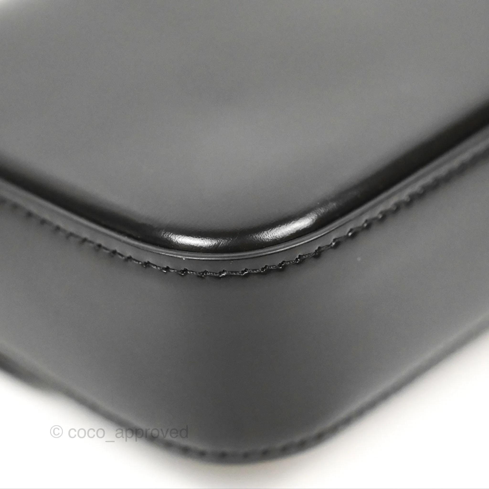 Celine Triomphe Chain Shoulder Bag Black Shiny Calfskin